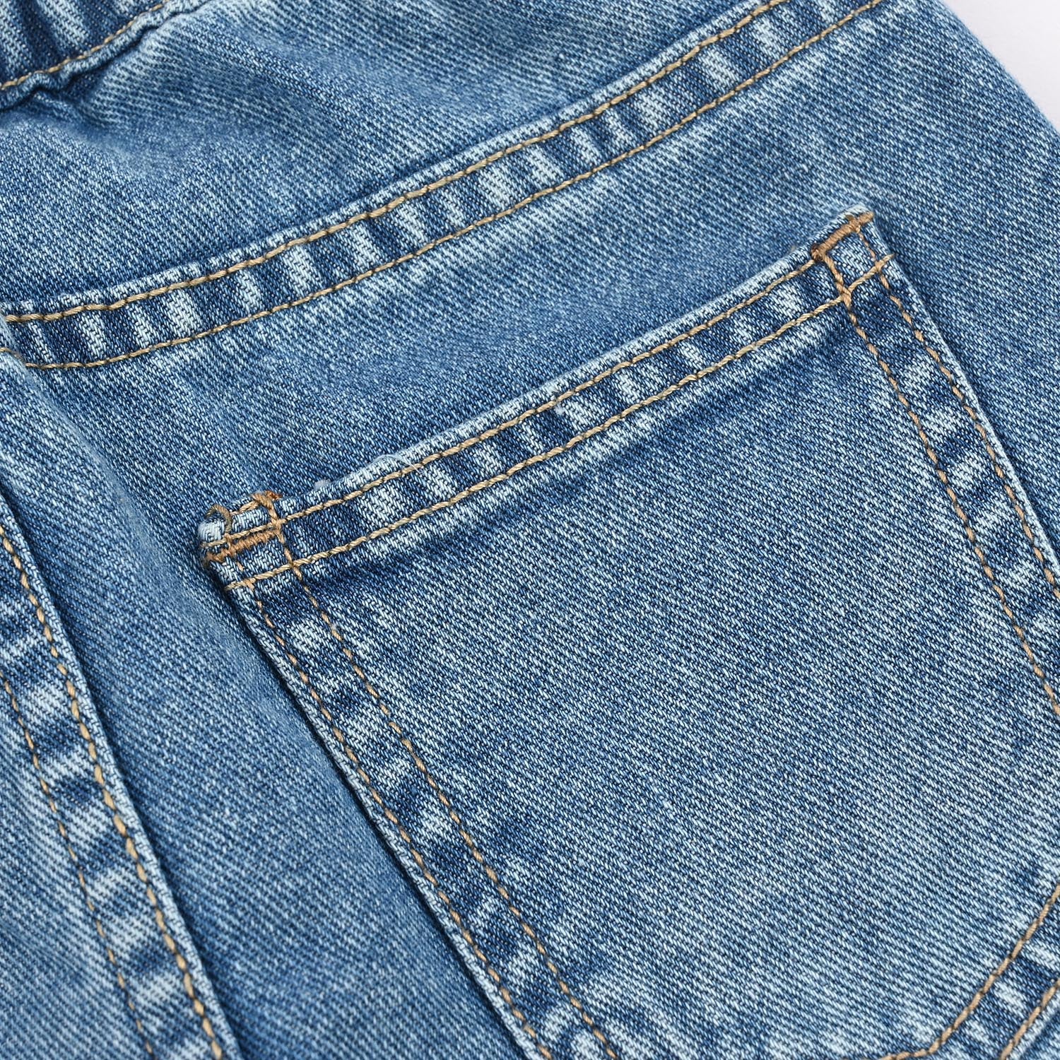 Infant Boys Denim rigid Pant Wooden Buttons Style-Light Blue - Image 3