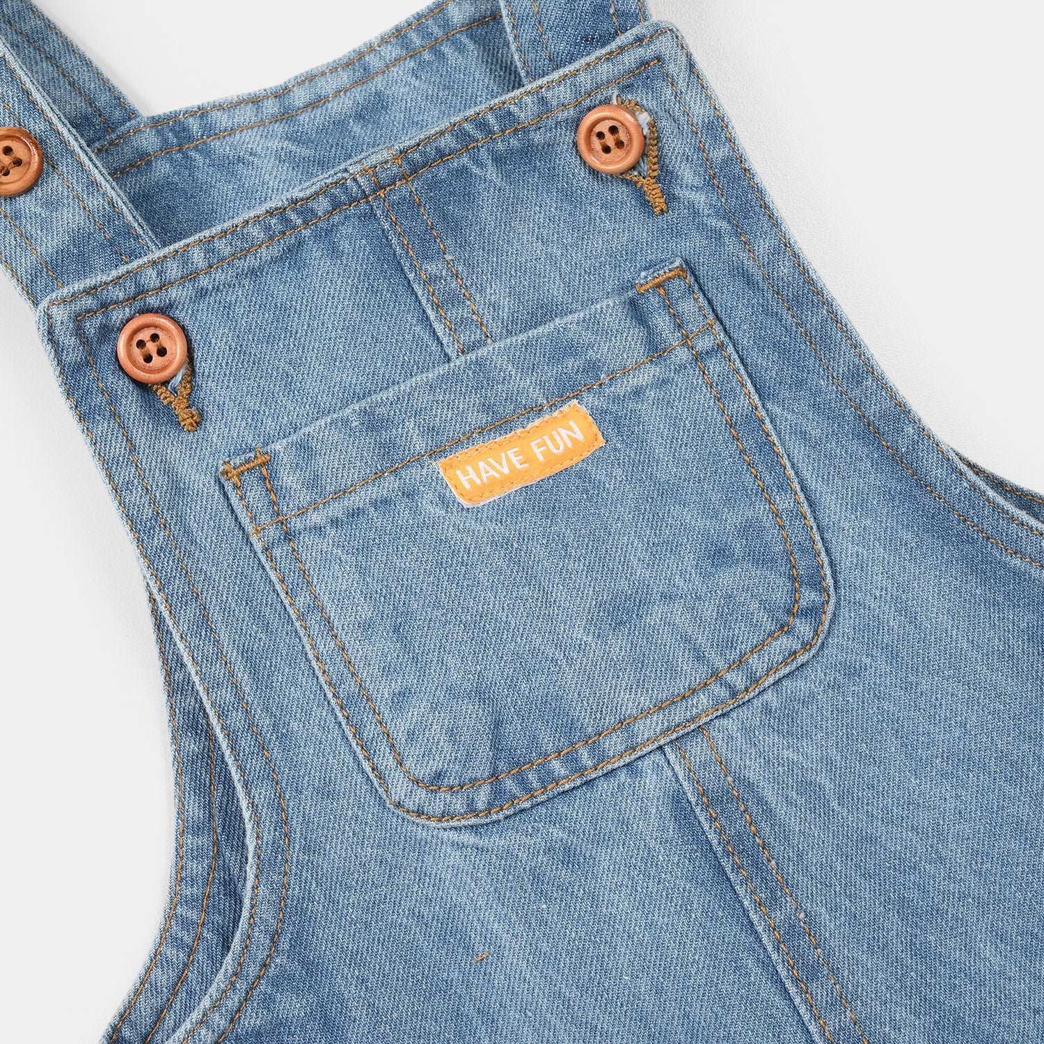 Infant Boys Denim Rigid Overall (Have Fun) - Ice Blue - Image 2