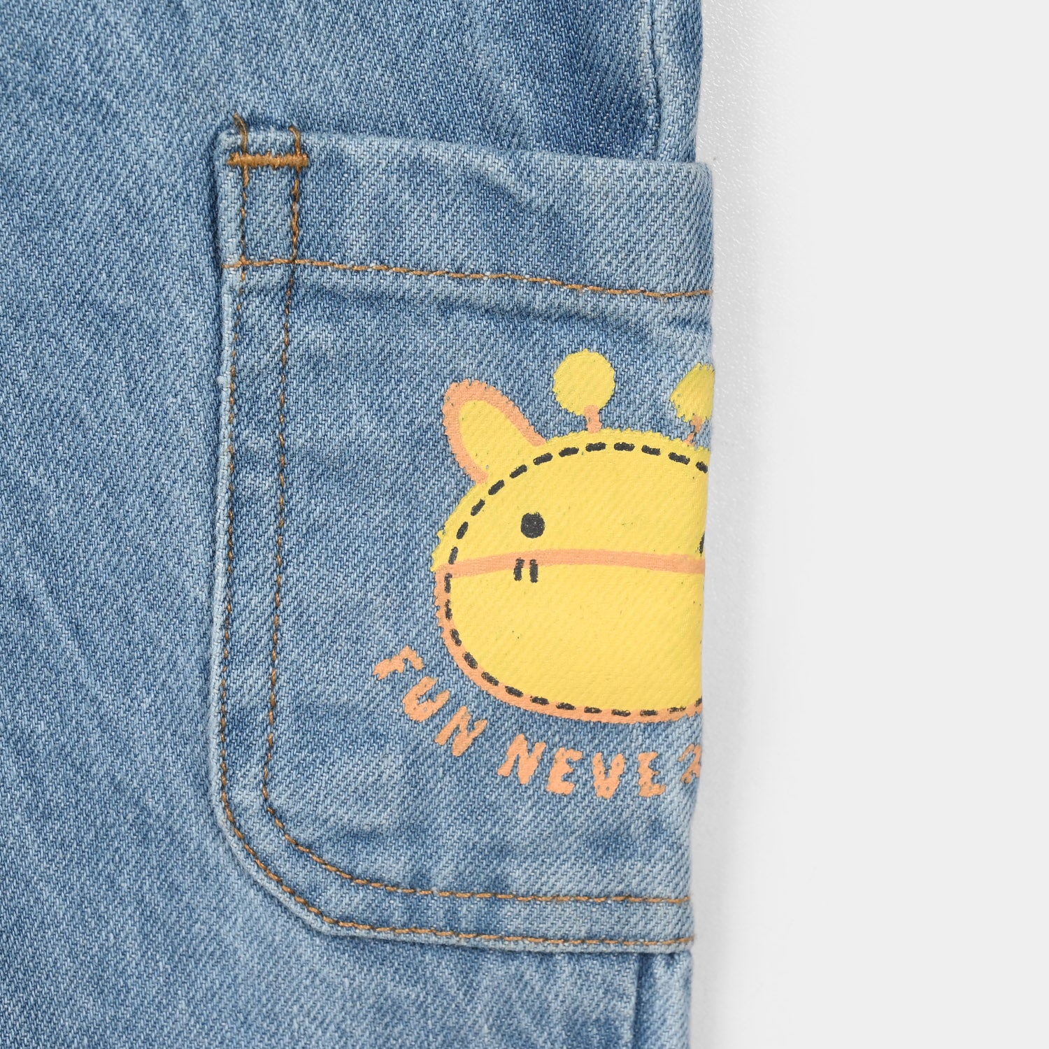 Infant Boys Denim Rigid Overall (Have Fun) - Ice Blue - Image 3