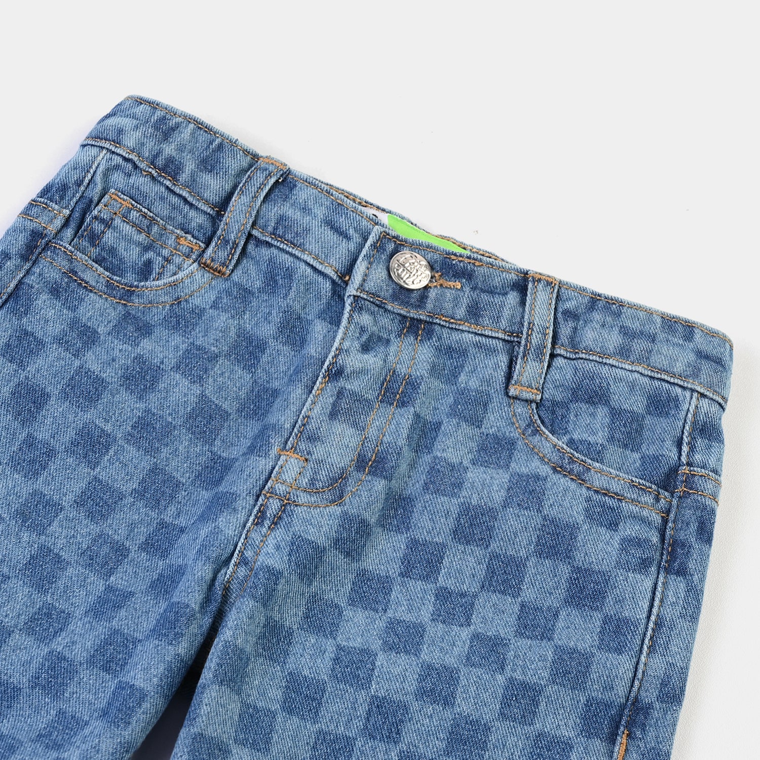 Infant Boys Denim rigid Pant Laser Print-Mid Blue - Image 2