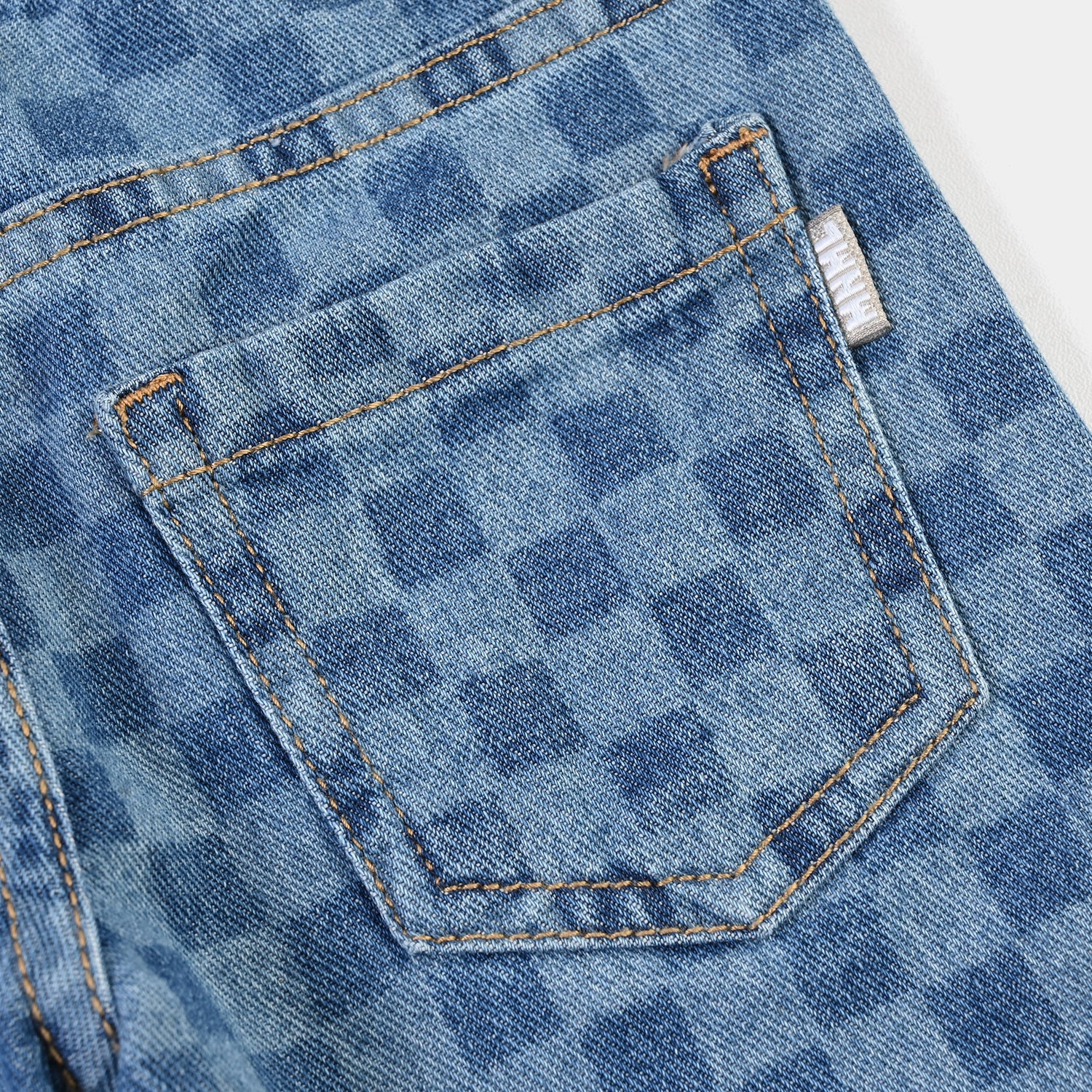 Infant Boys Denim rigid Pant Laser Print-Mid Blue - Image 3