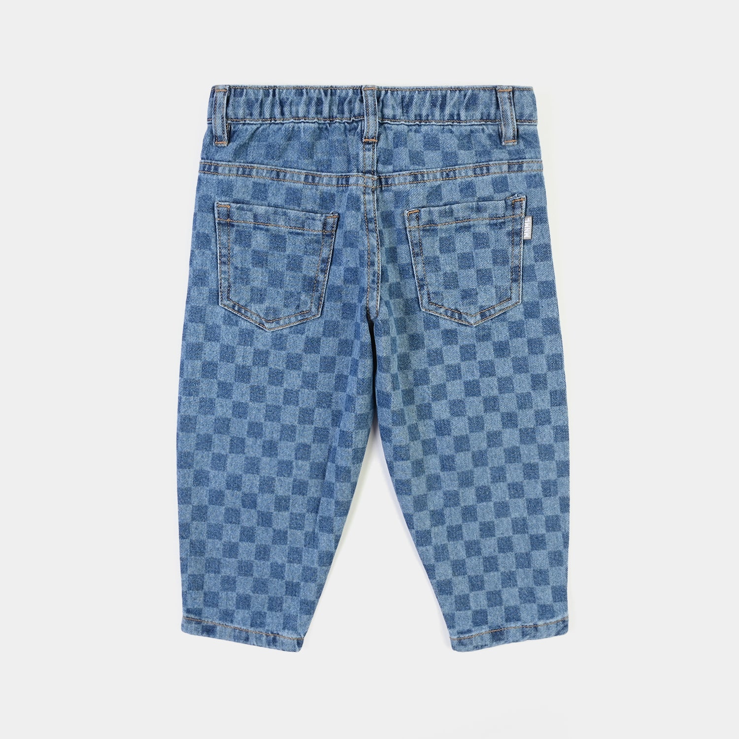 Infant Boys Denim rigid Pant Laser Print-Mid Blue - Image 4