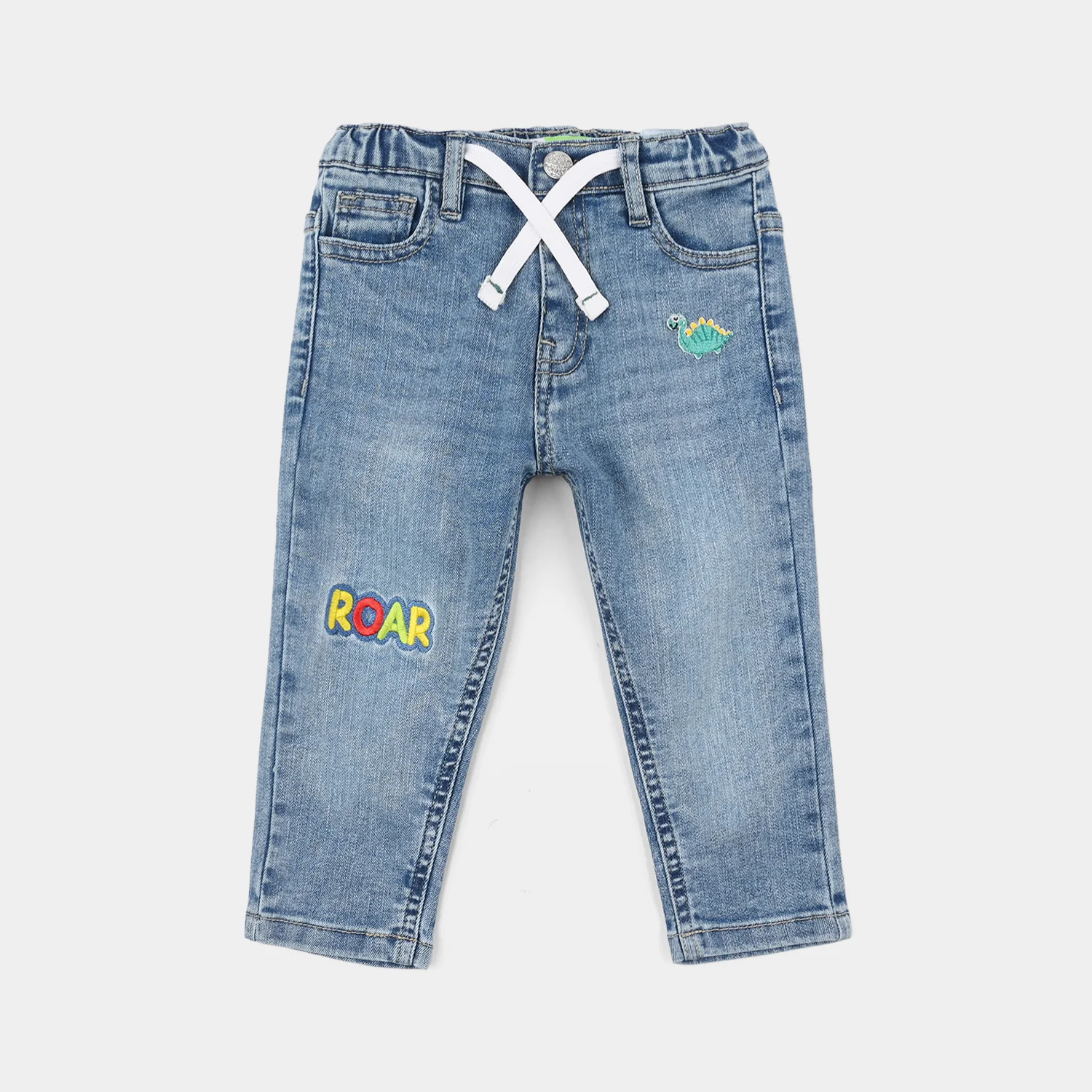 Infant Boys Denim Rigid Pants (Mini Dino) - Mid Blue