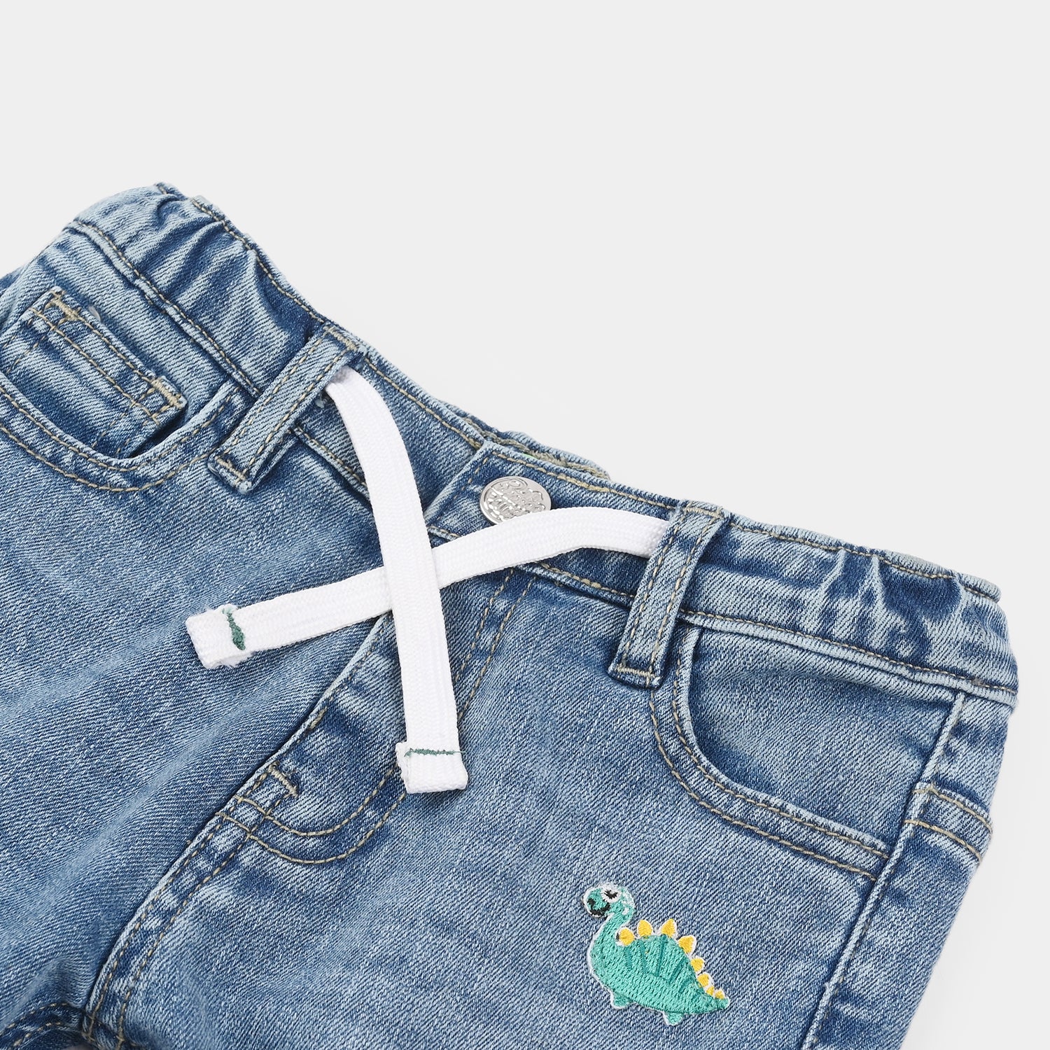 Infant Boys Denim Rigid Pants (Mini Dino) - Mid Blue - Image 2