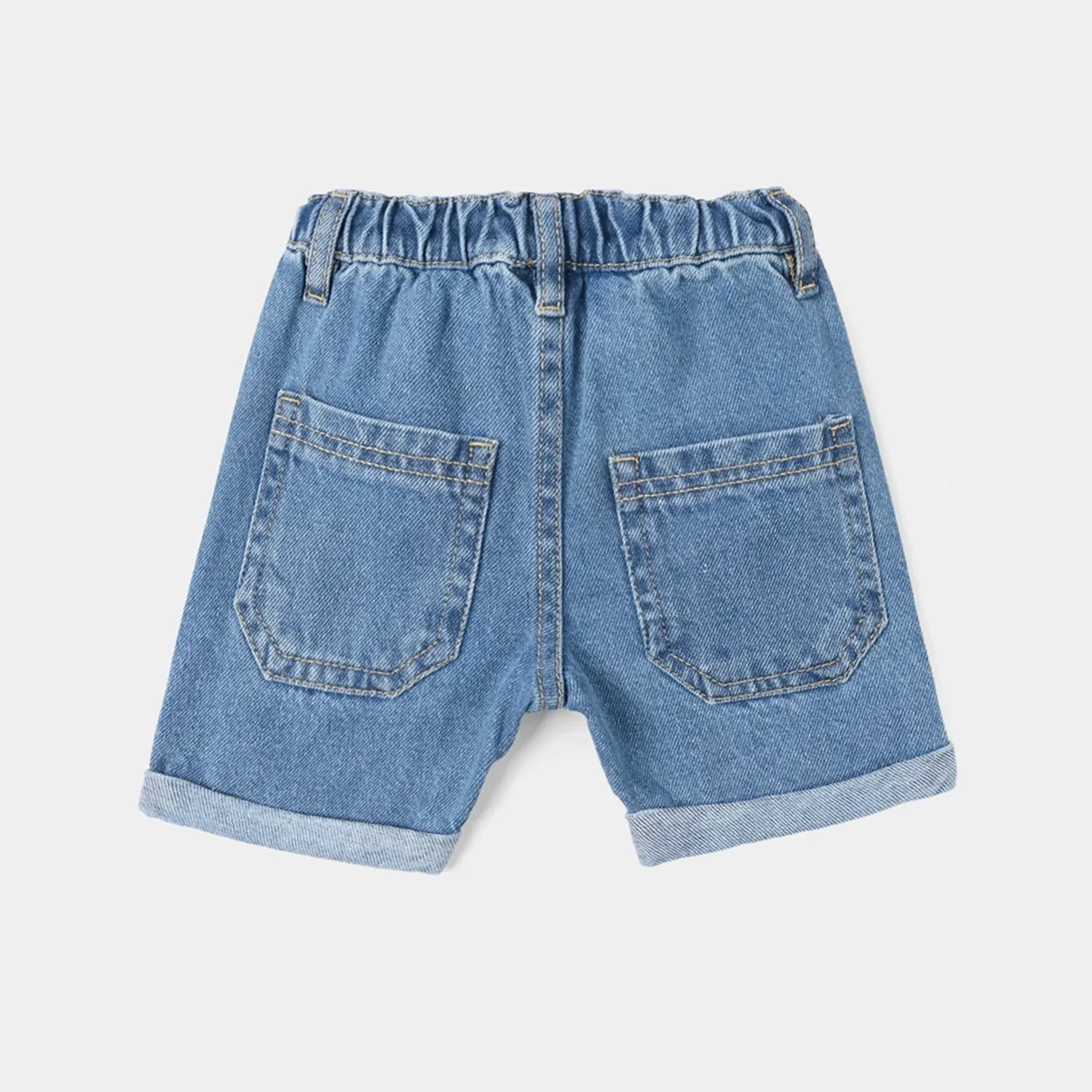 Infant Boys Denim Rigid Shorts Character - Mid Blue - Image 4