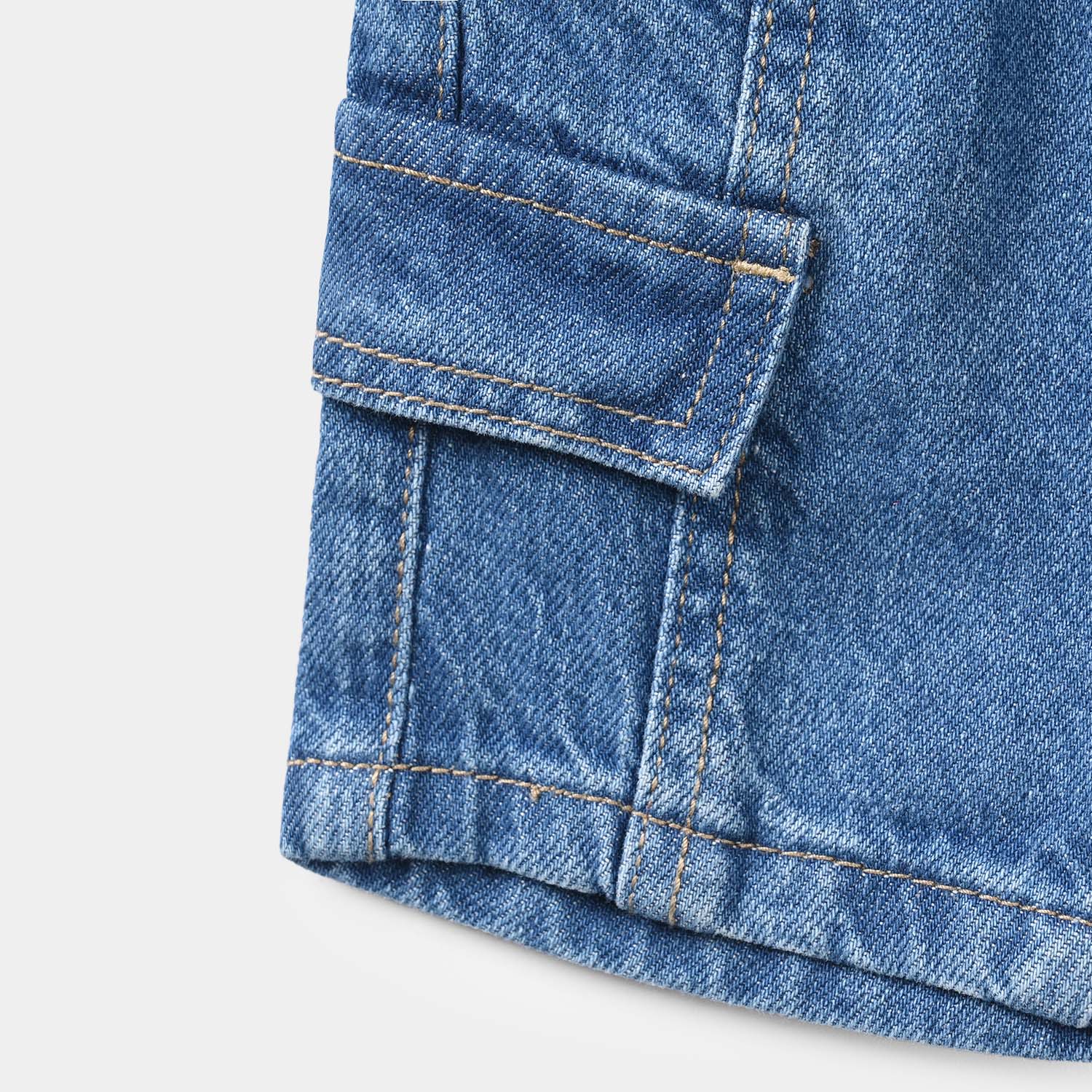 Infant Boys Denim Rigid Shorts - Mid Blue - Image 2