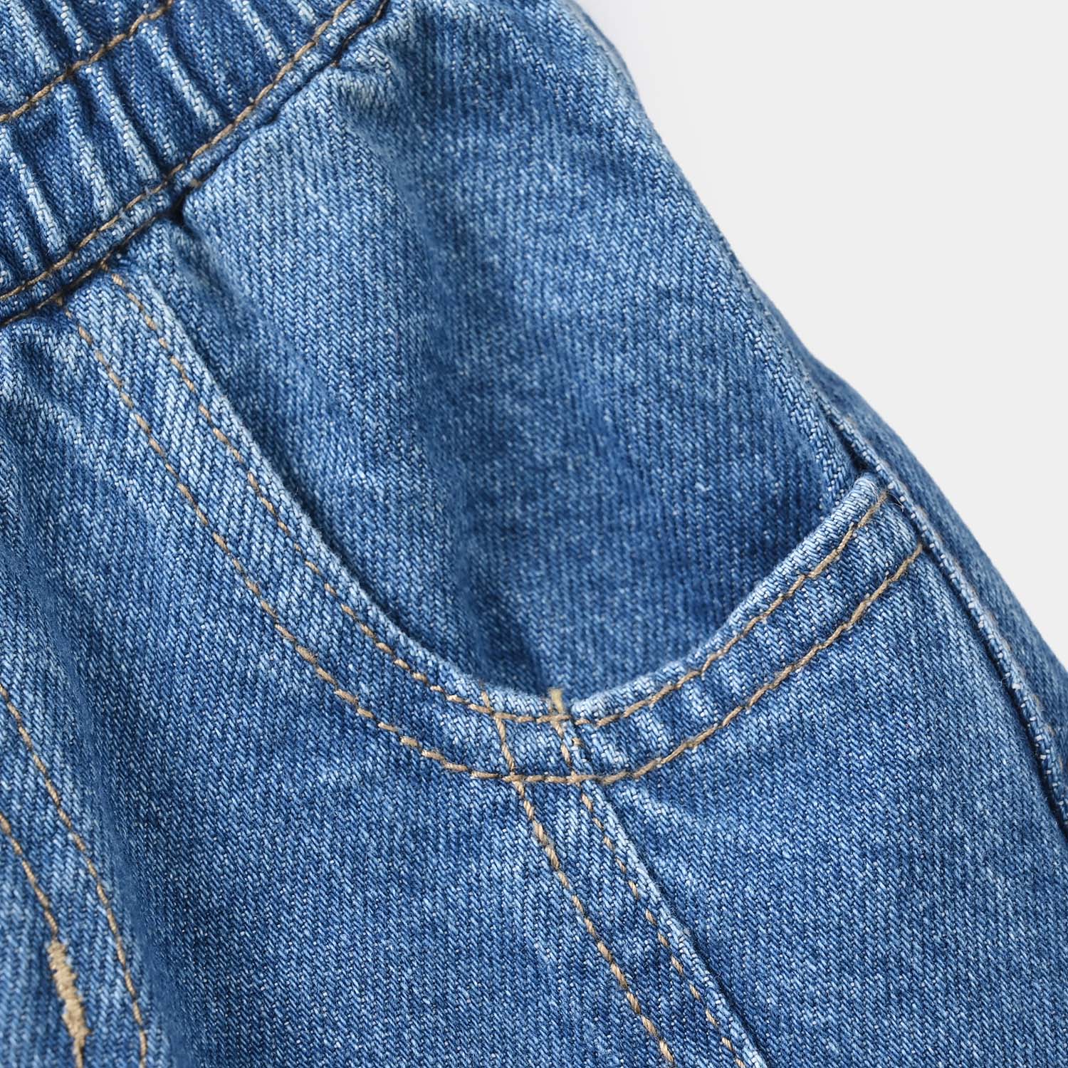 Infant Boys Denim Rigid Shorts - Mid Blue - Image 3