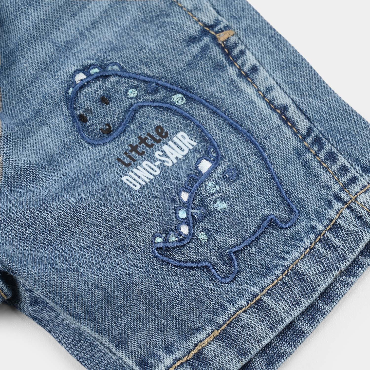 Infant Boys Denim Rigid Shorts - Light Blue - Image 3