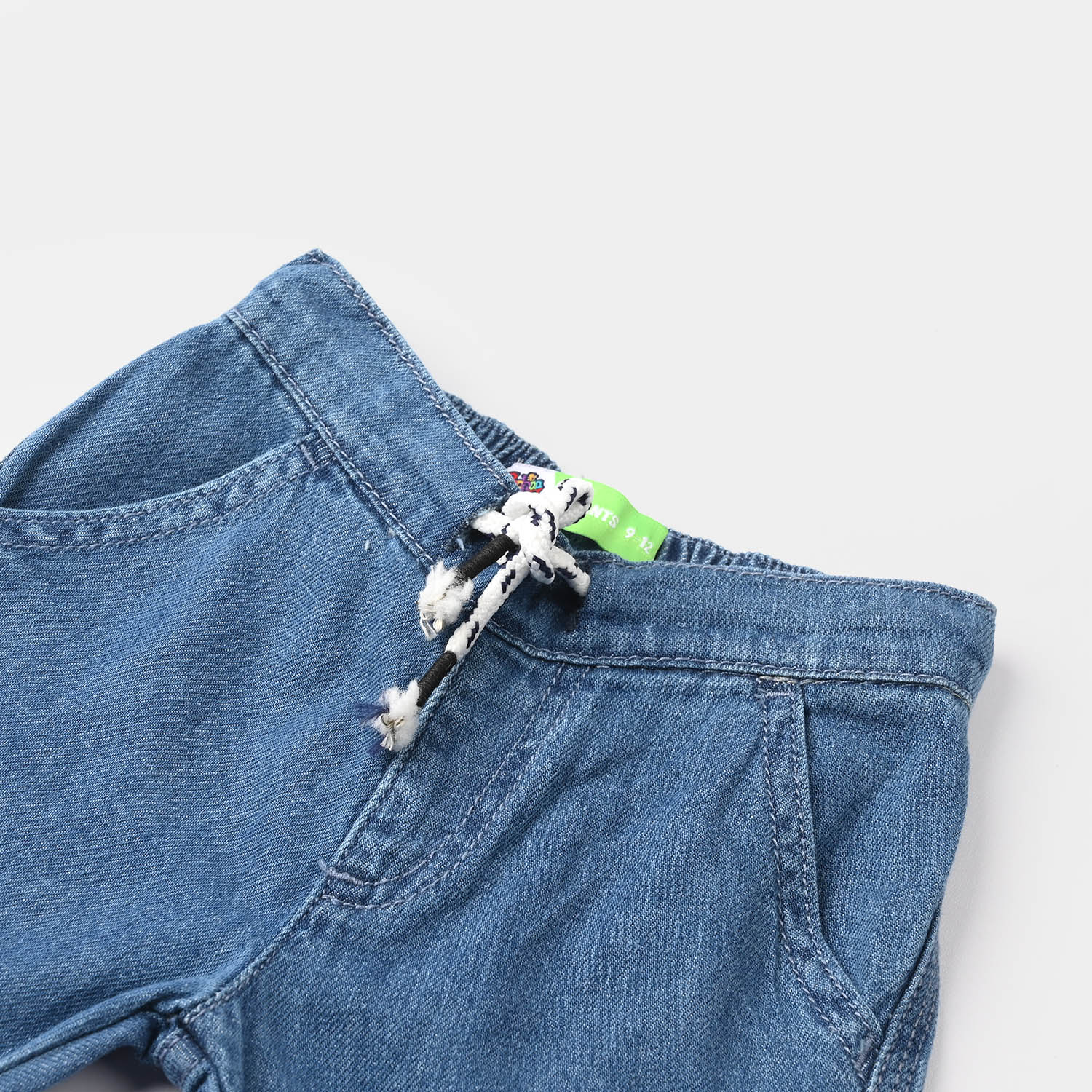 Infant Boys Denim Rigid Shorts (Mini Gentleman)- Mid Blue - Image 3