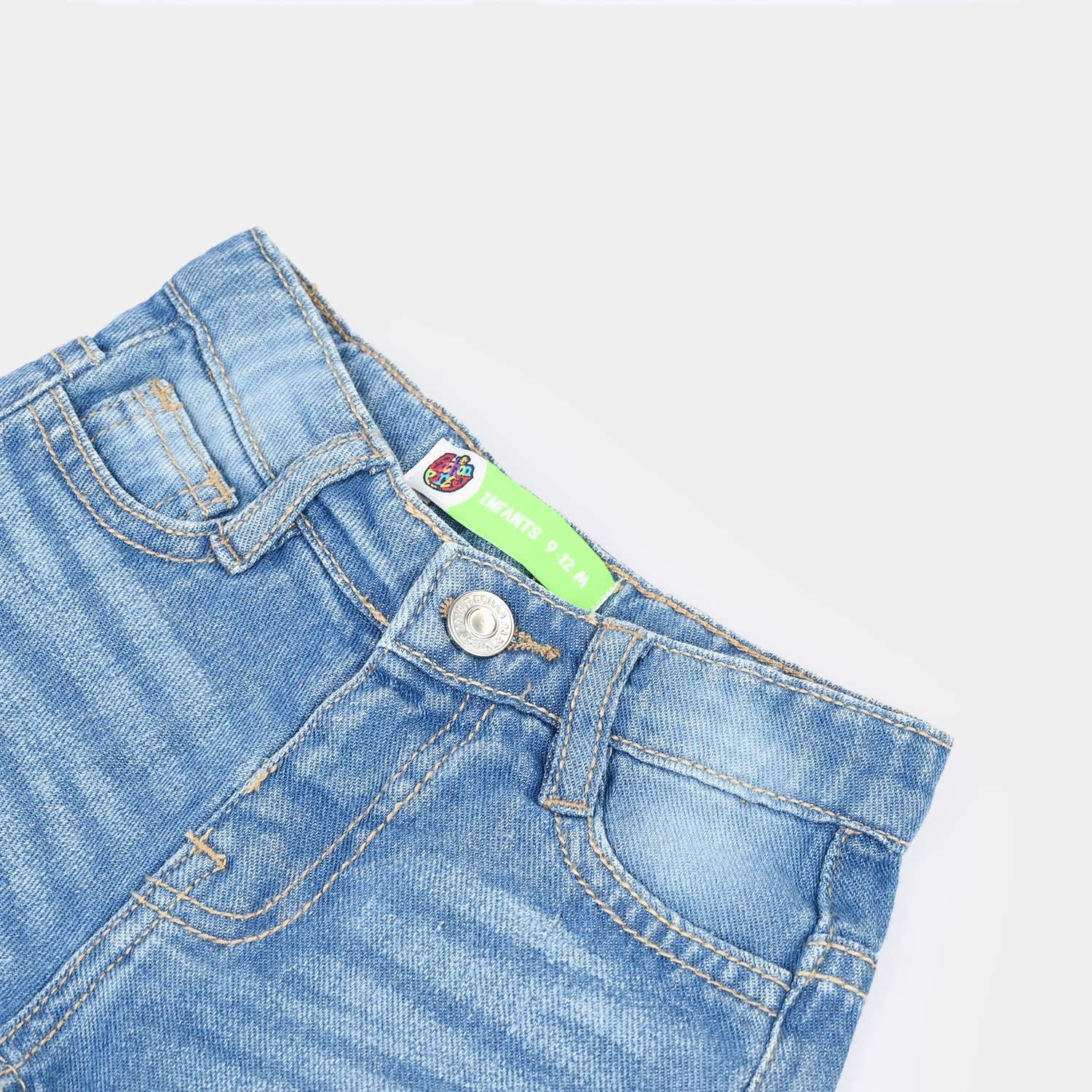 Infant Boys Denim Rigid Shorts (Little One) - Mid Blue - Image 2