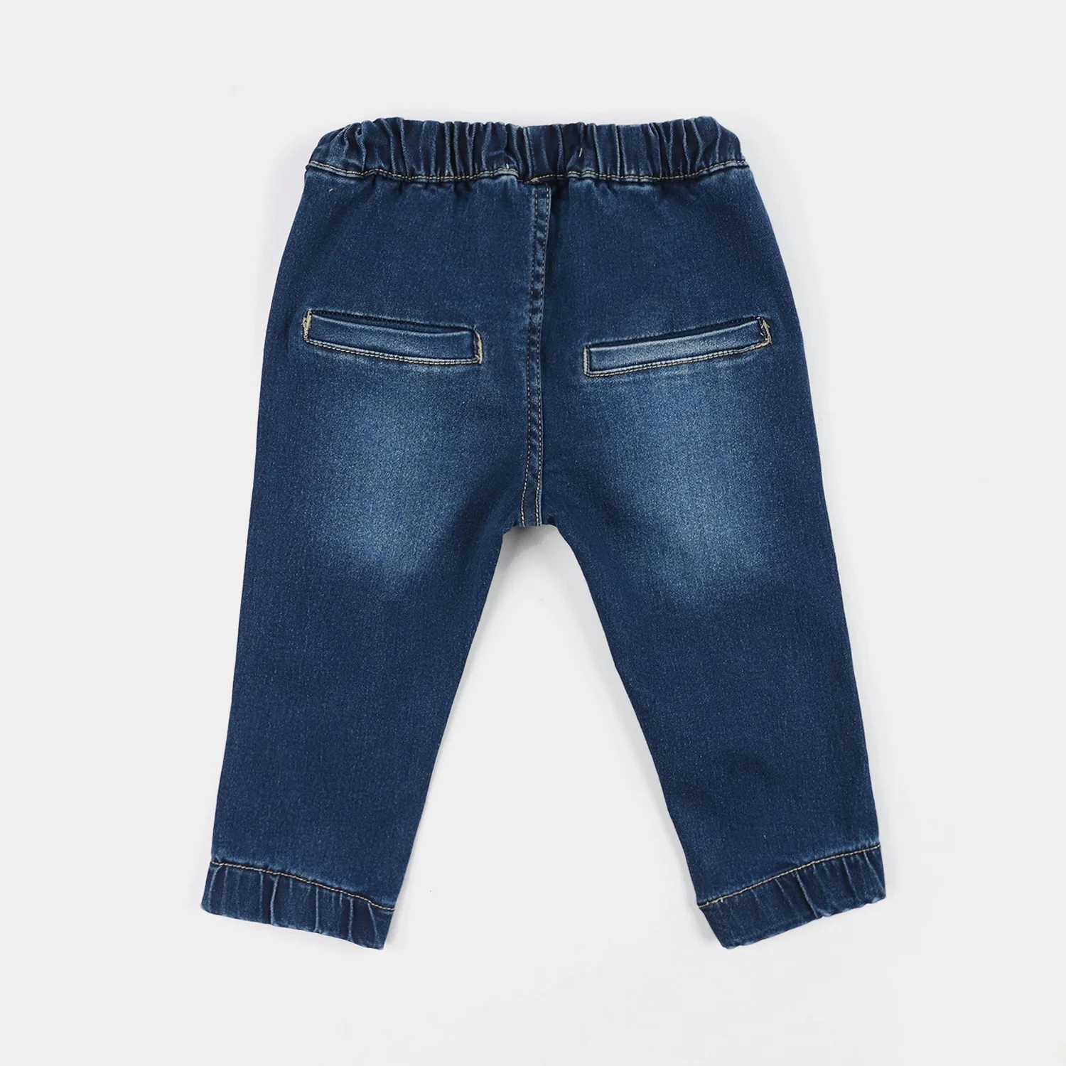 Infant Boys Denim Stretch Pants (Smile) - Mid Blue - Image 3