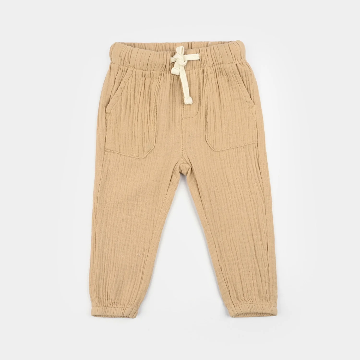 Infant Boys Gauze Pants Jogger Style - Beige
