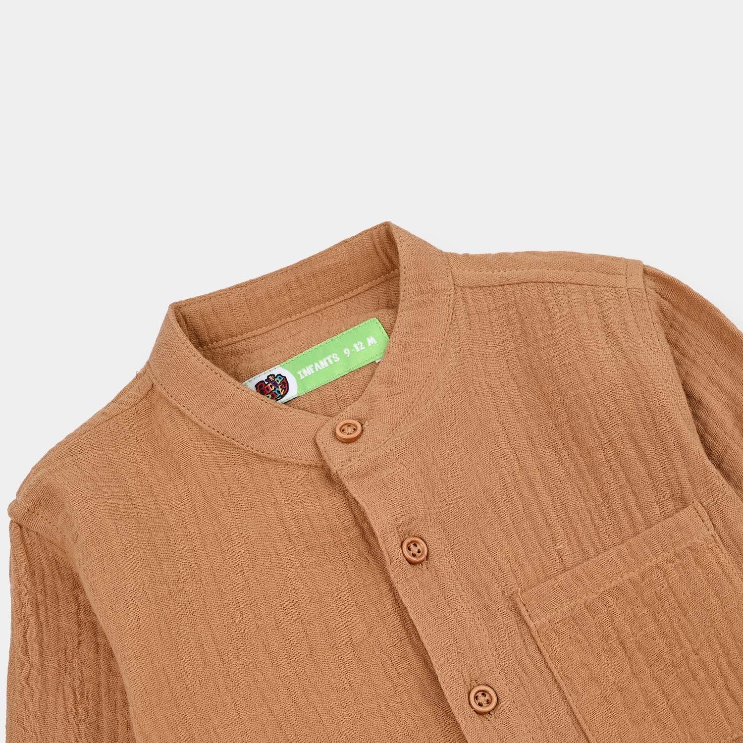Infant Boys Gauze Woven Suit-Cocoa-BROWN - Image 3