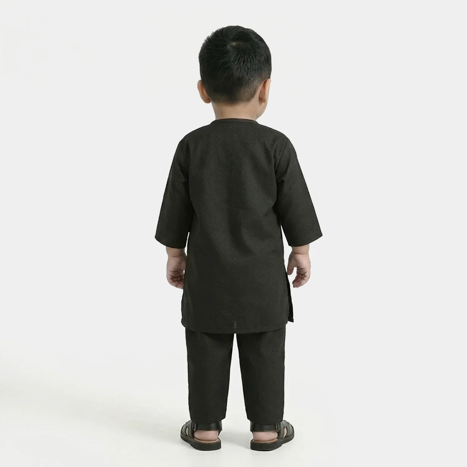 Infant Boys Jacquard Kurta Pajama - Black - Image 4