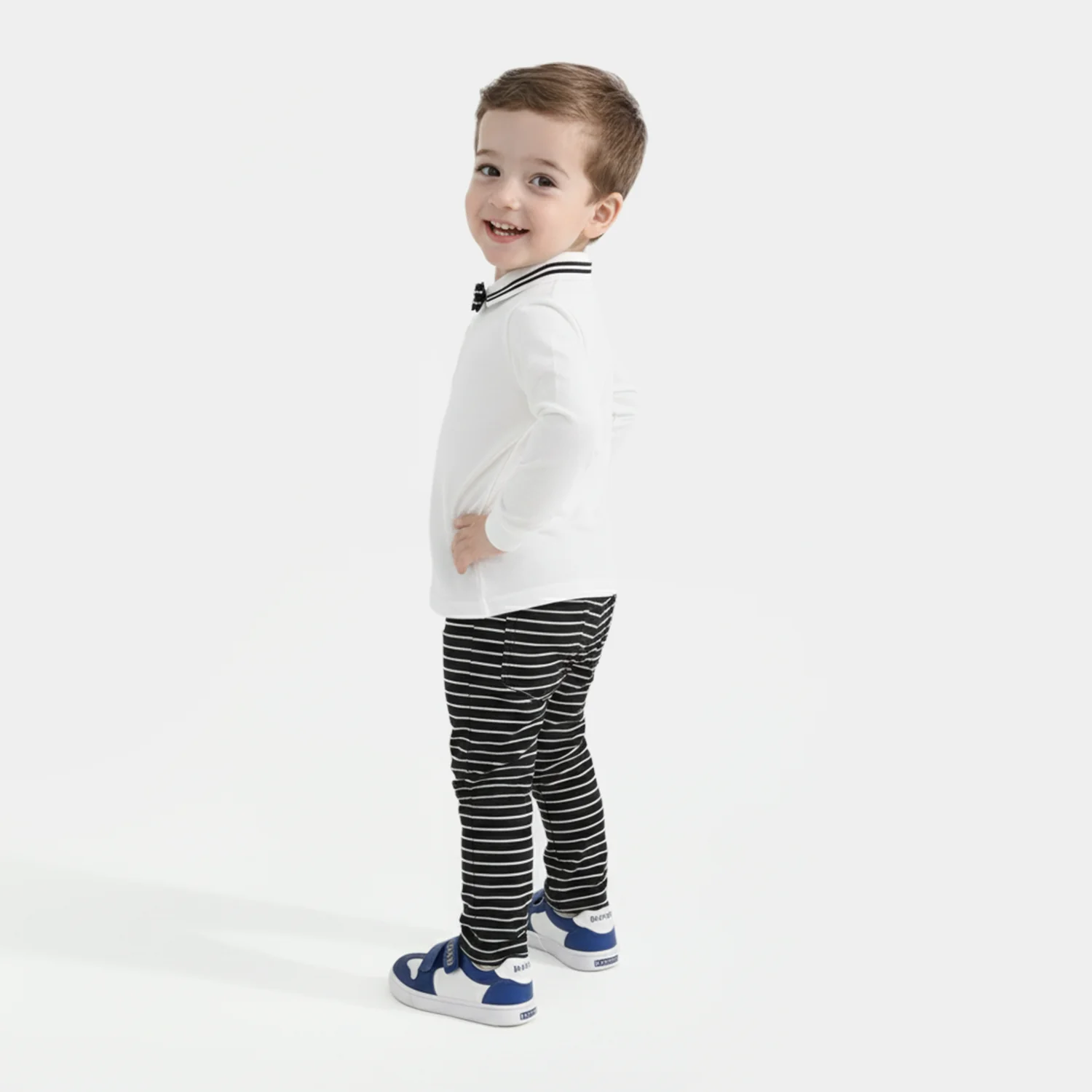 Infant Boys Jacquard Suit (Pop Up Jacquard) - White/Black - Image 3