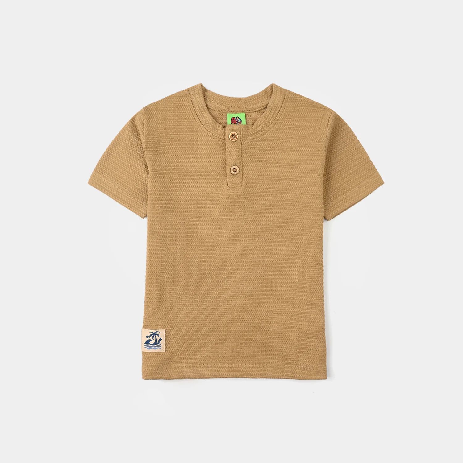 Infant Boys Jacquard T-Shirt (Waves & Palm Tree) – Brown - Image 2