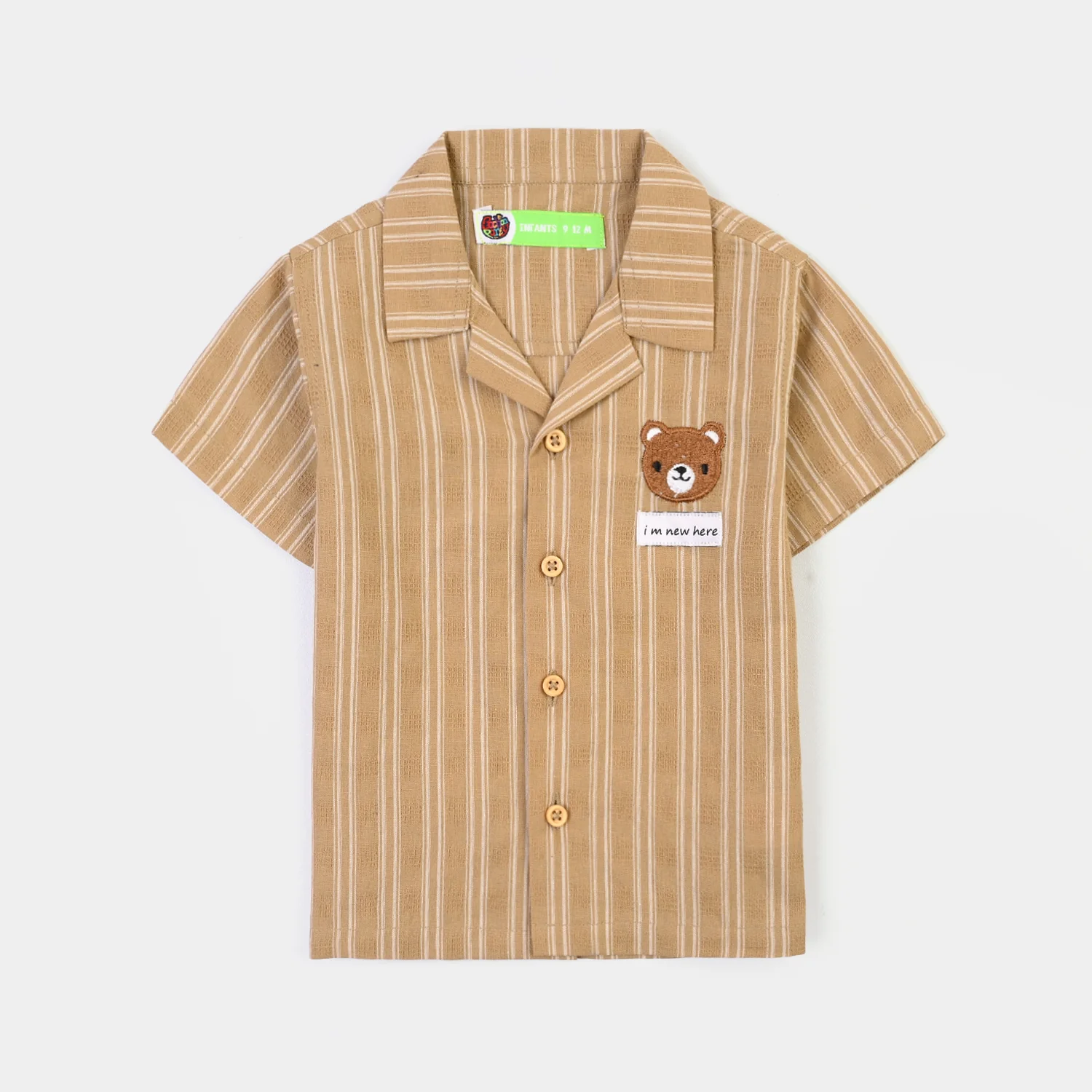Infant Boys Jacquard Woven Suit-I'M New Here-Light Brown - Image 2