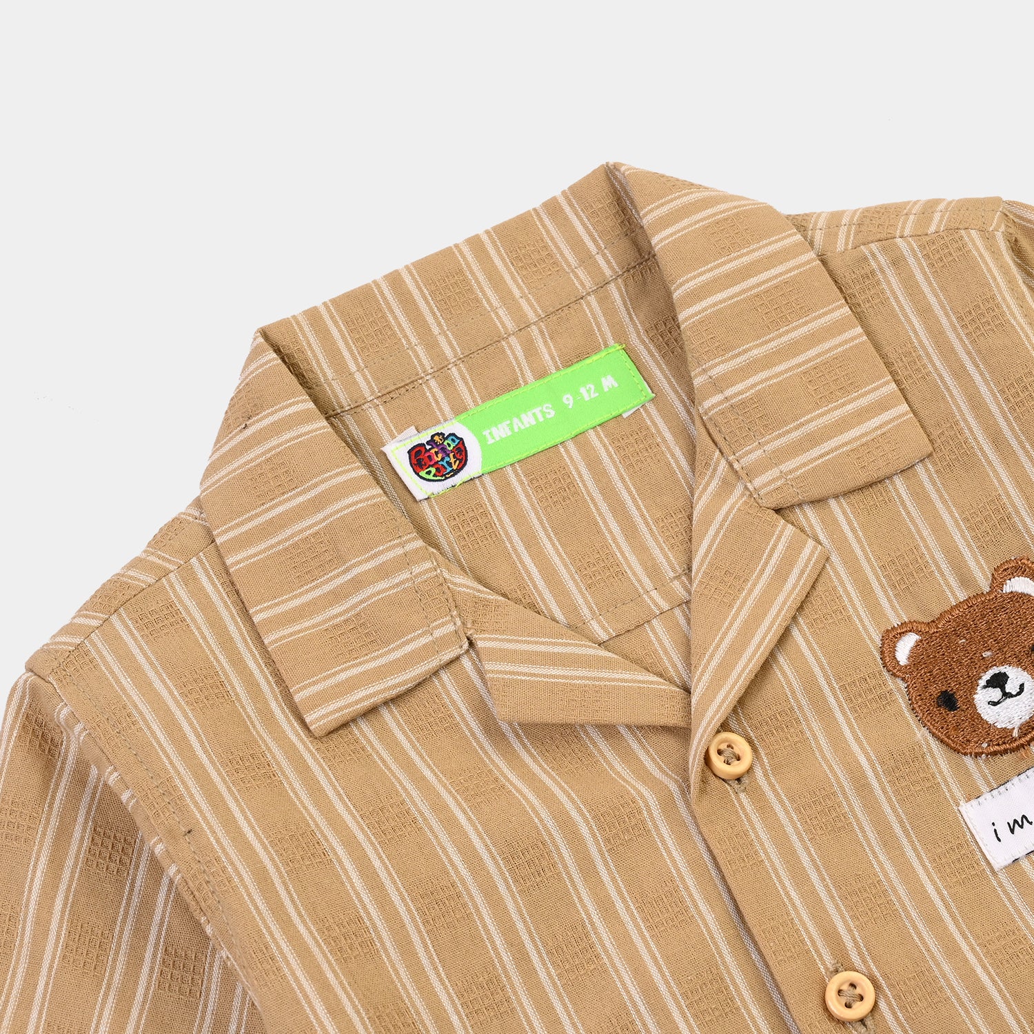 Infant Boys Jacquard Woven Suit-I'M New Here-Light Brown - Image 3