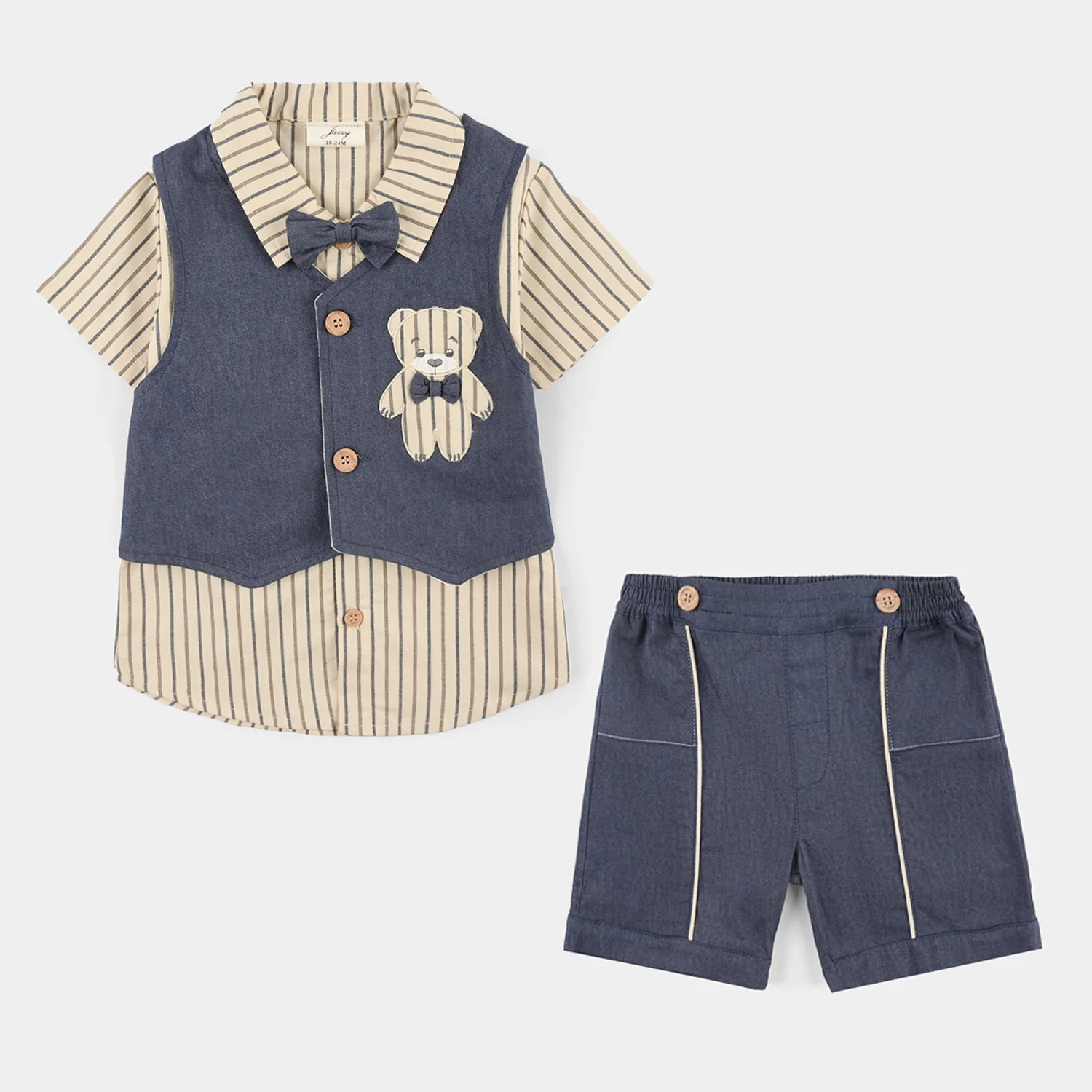 Infant Boys Jersey/Terry 2Pc Suit - Beige