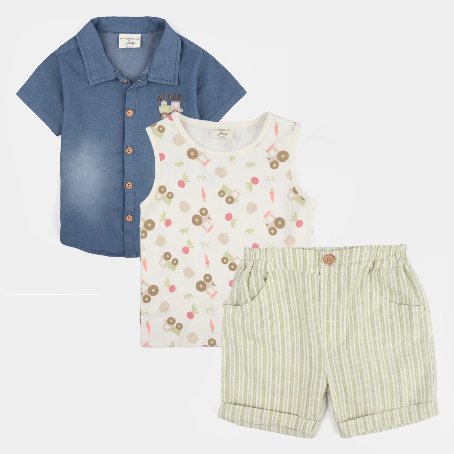 Infant Boys Jersey/Terry 3Pc Suit - Blue
