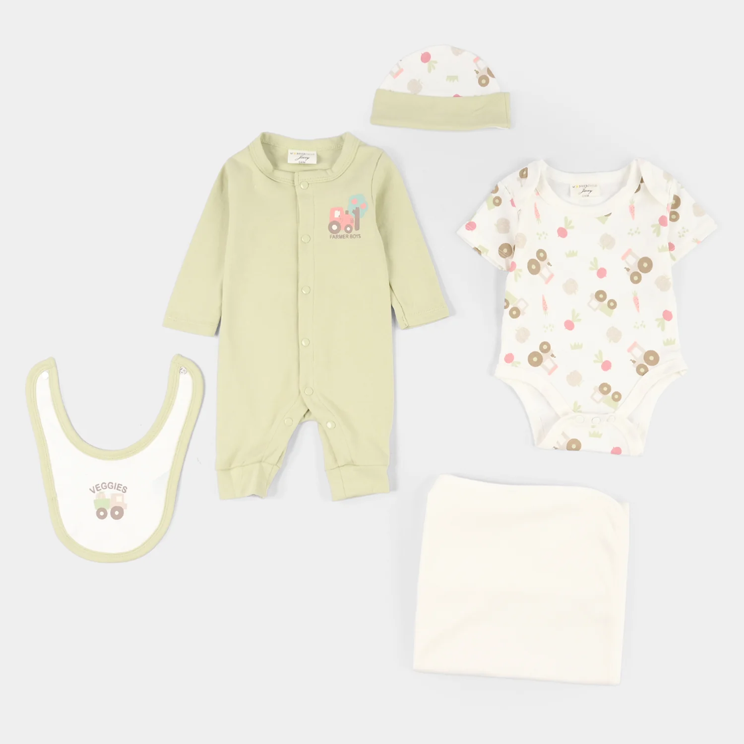 Infant Boys Jersey/Terry 5Pc Gift Set 287-041 E-C-GREEN