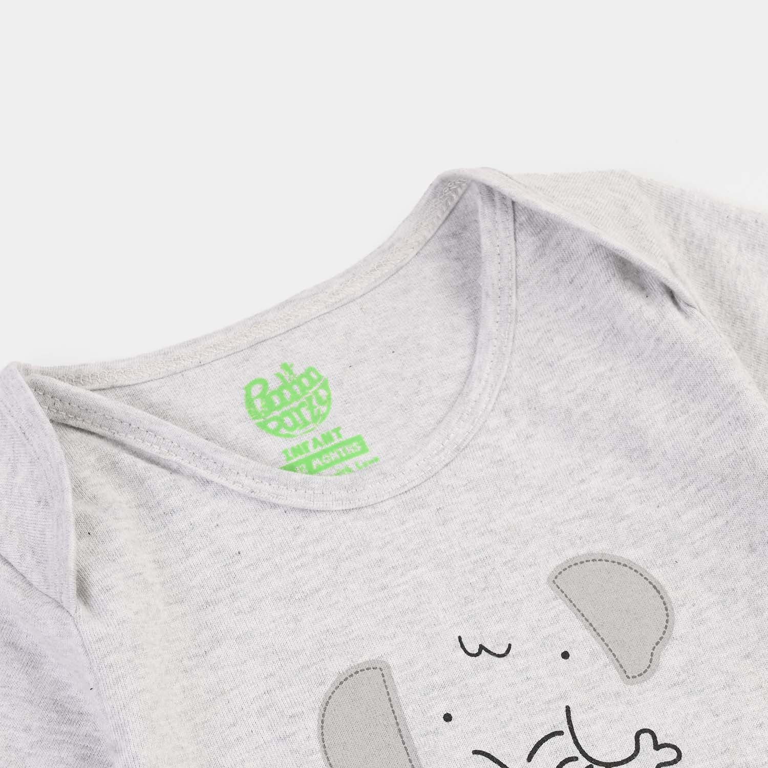 Infant Boys Jersey/Terry Elephant Romper Set-White/Grey - Image 3