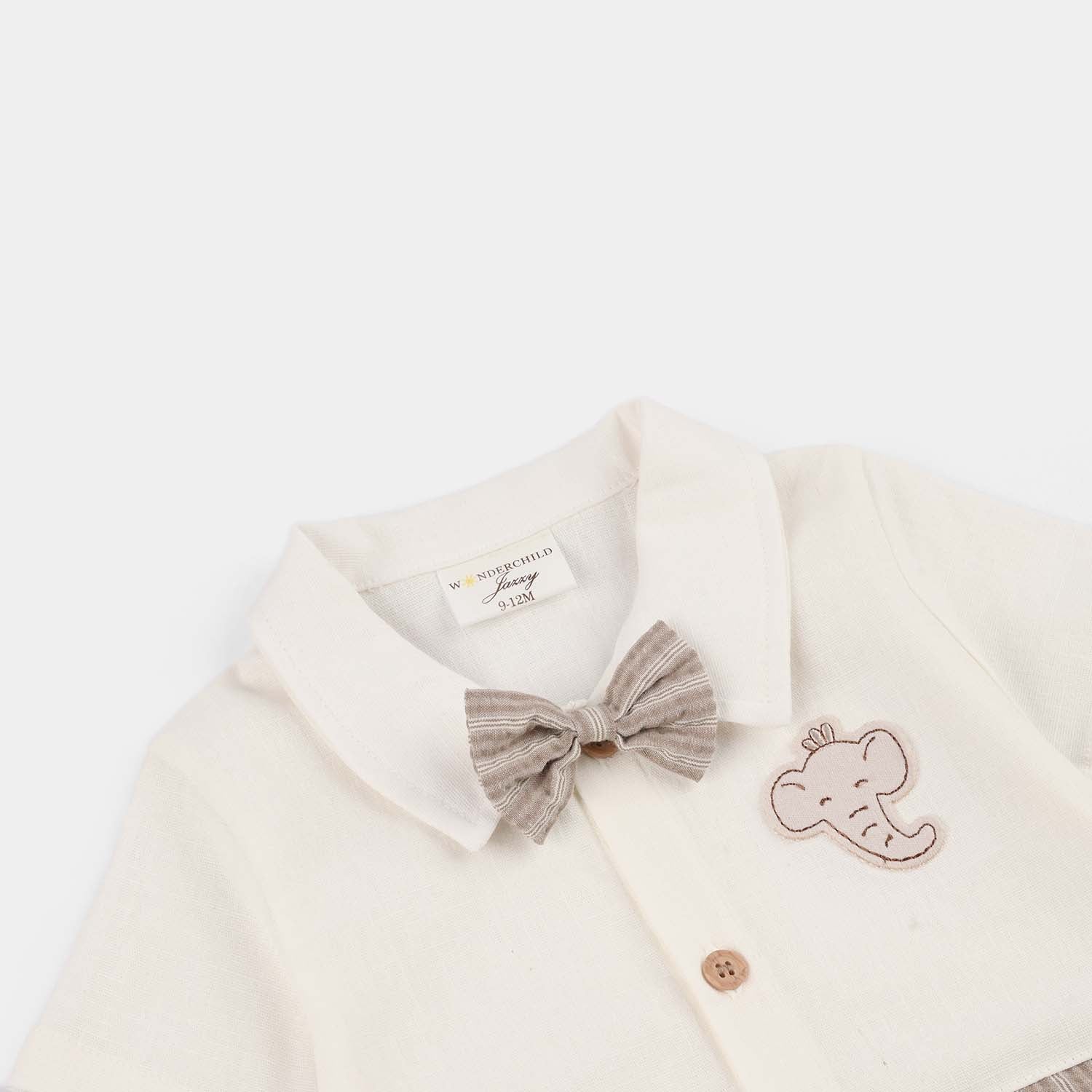 Infant Boys Jersey/Terry Romper - Beige - Image 2