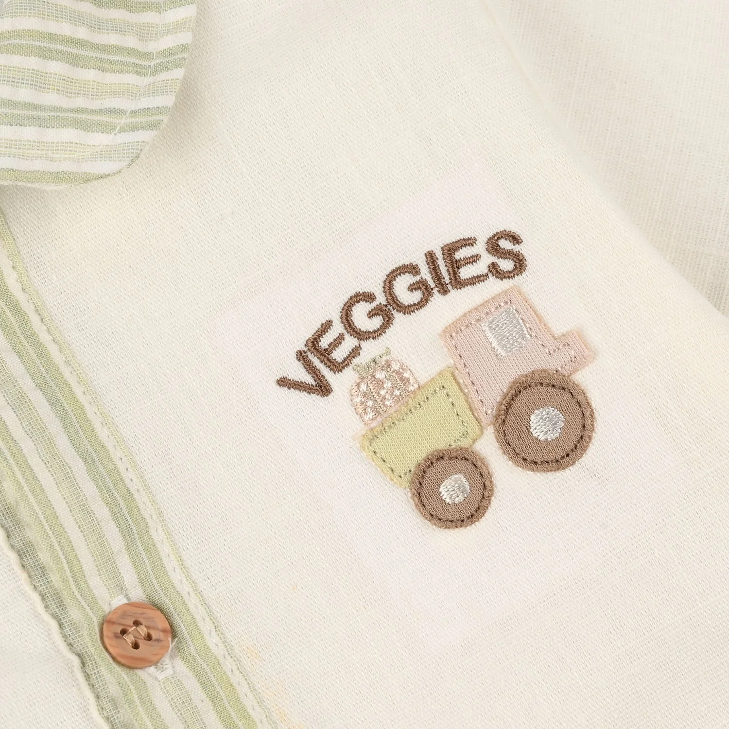Infant Boys Jersey/Terry Romper - White/Green - Image 3