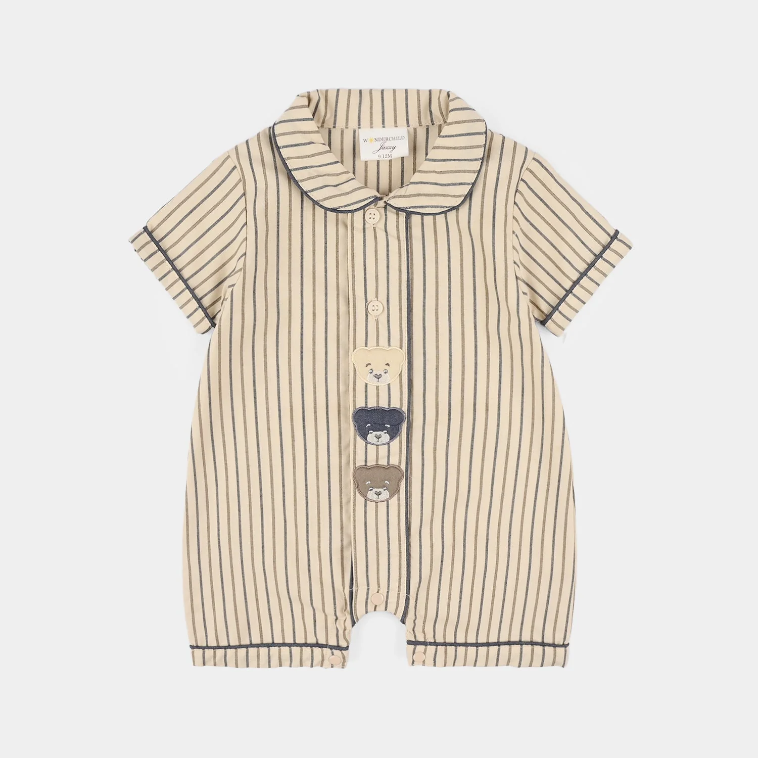 Infant Boys Jersey/Terry Romper - Beige