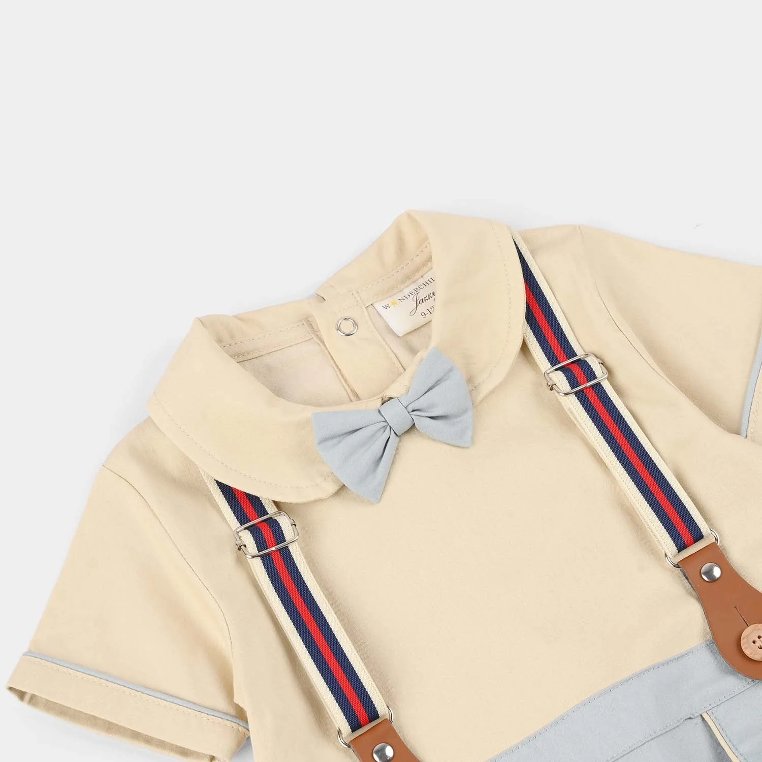 Infant Boys Jersey/Terry Romper - Beige - Image 2