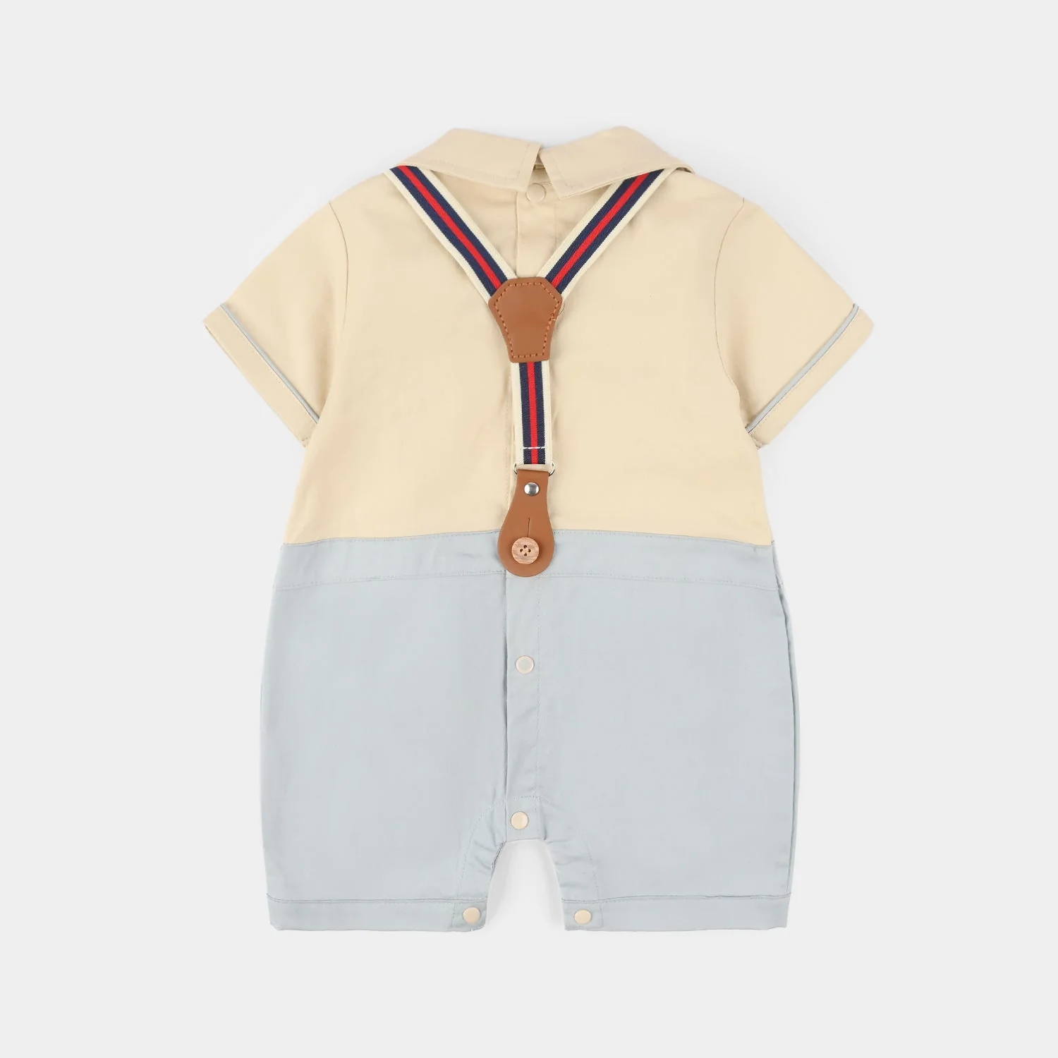 Infant Boys Jersey/Terry Romper - Beige - Image 4