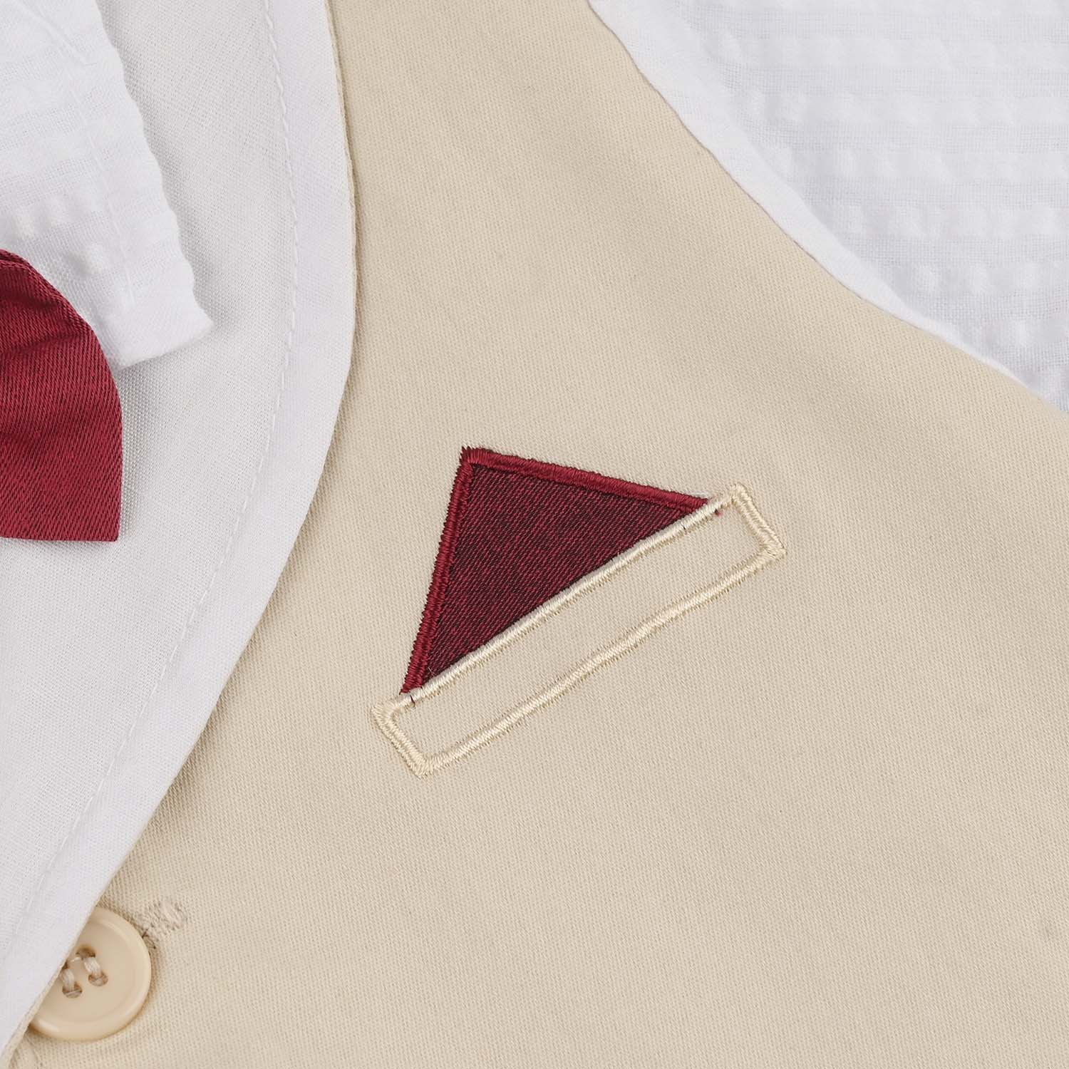 Infant Boys Jersey/Terry Romper - Beige - Image 3