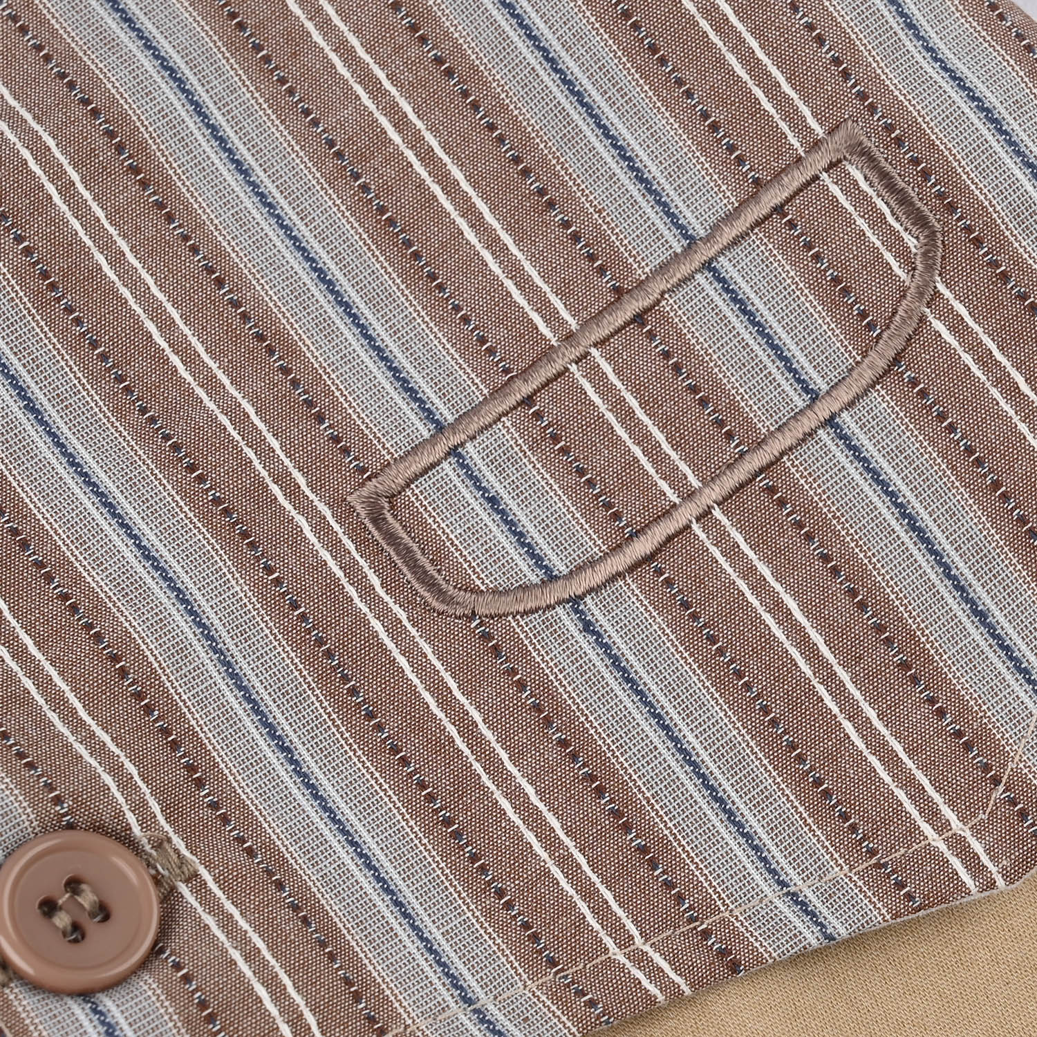 Infant Boys Jersey/Terry Romper - Beige - Image 3