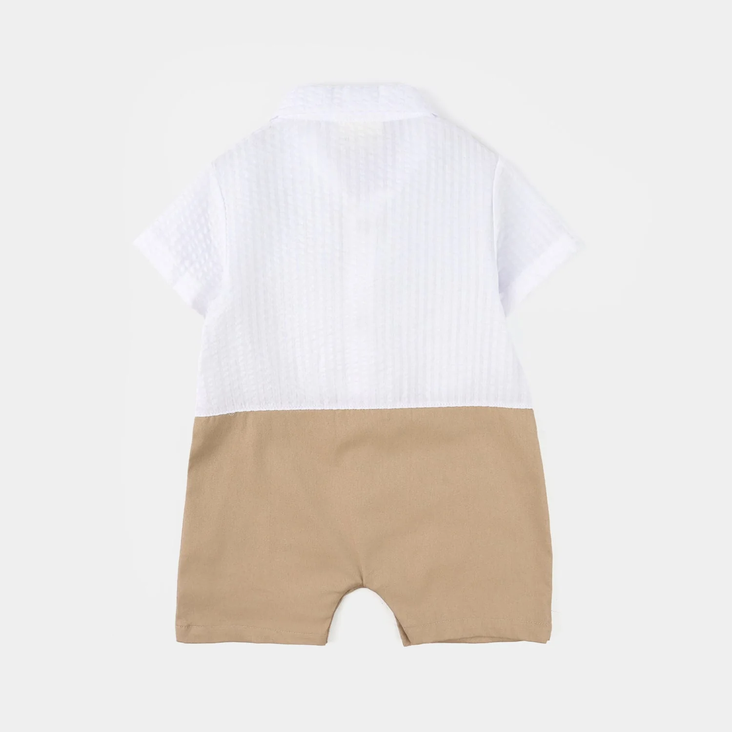 Infant Boys Jersey/Terry Romper - Beige - Image 4