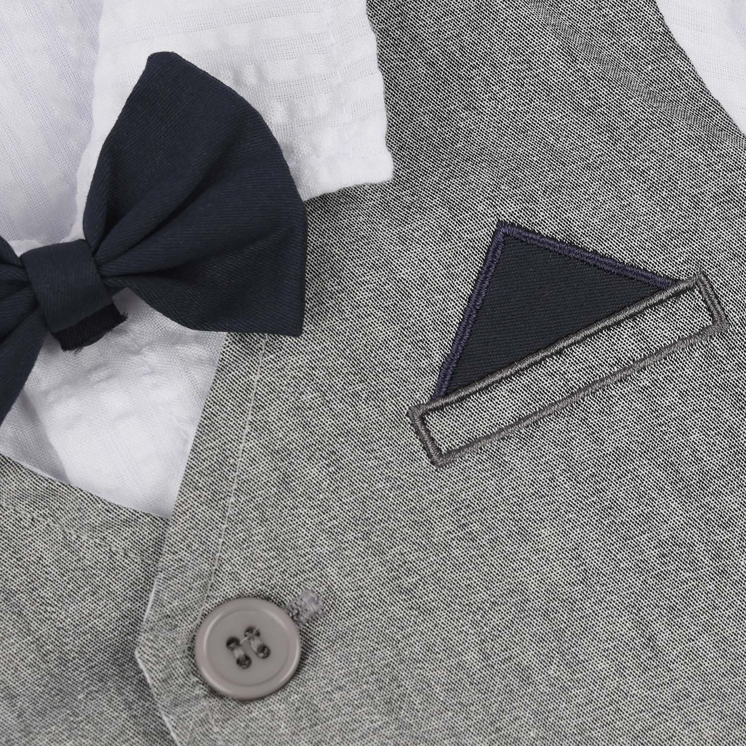 Infant Boys Jersey/Terry Romper - Grey - Image 3