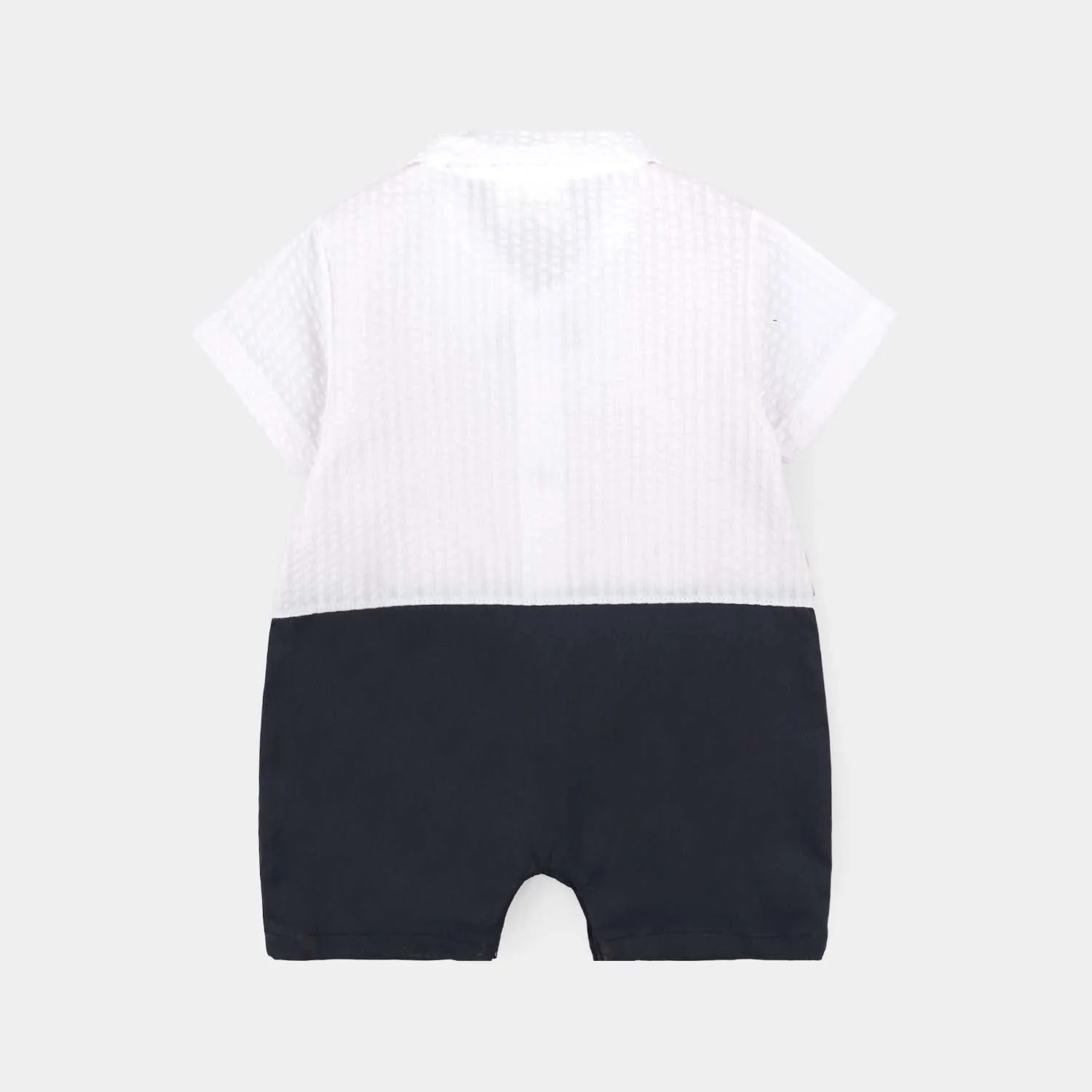 Infant Boys Jersey/Terry Romper - White/Brown - Image 4