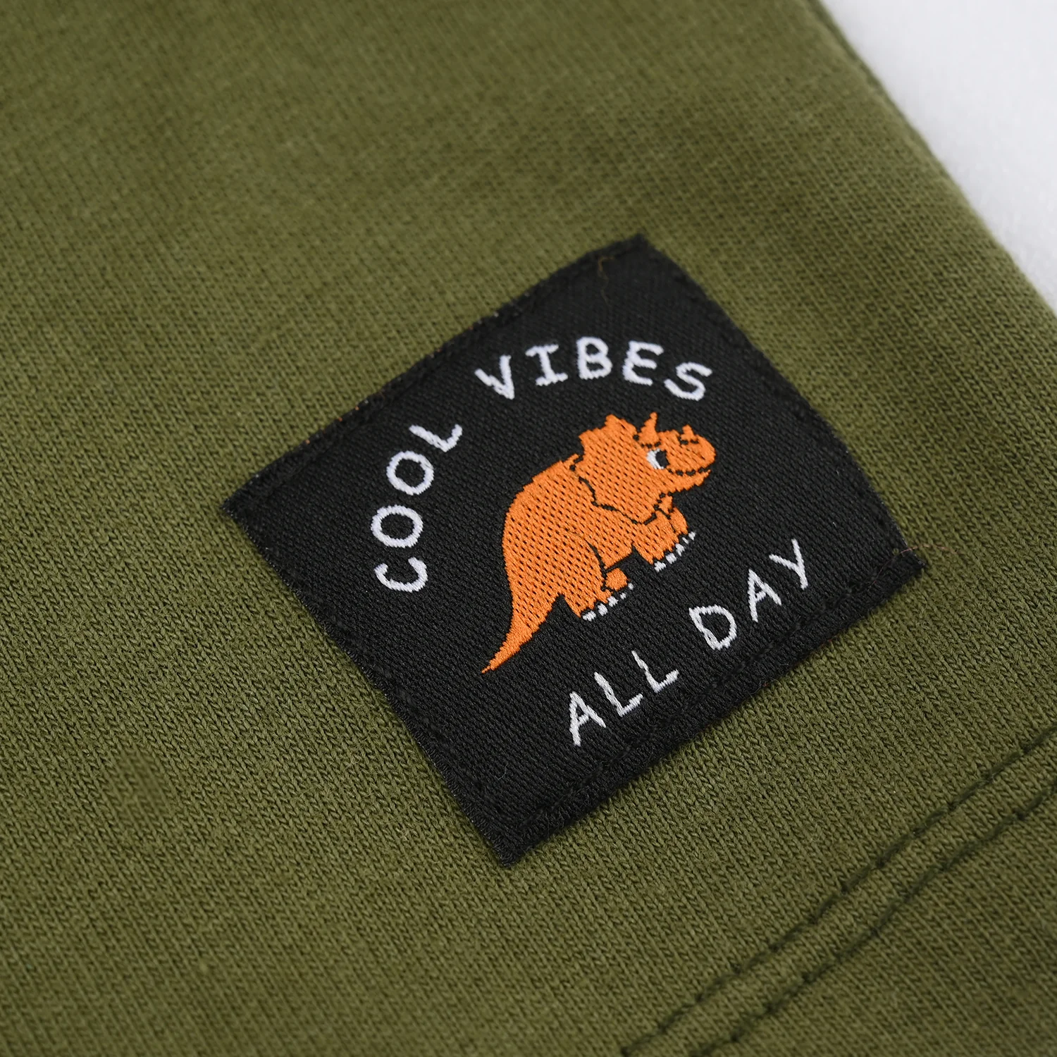Infant Boys Jersey/Terry Shorts (Cool Vibes) - Olive Green - Image 3