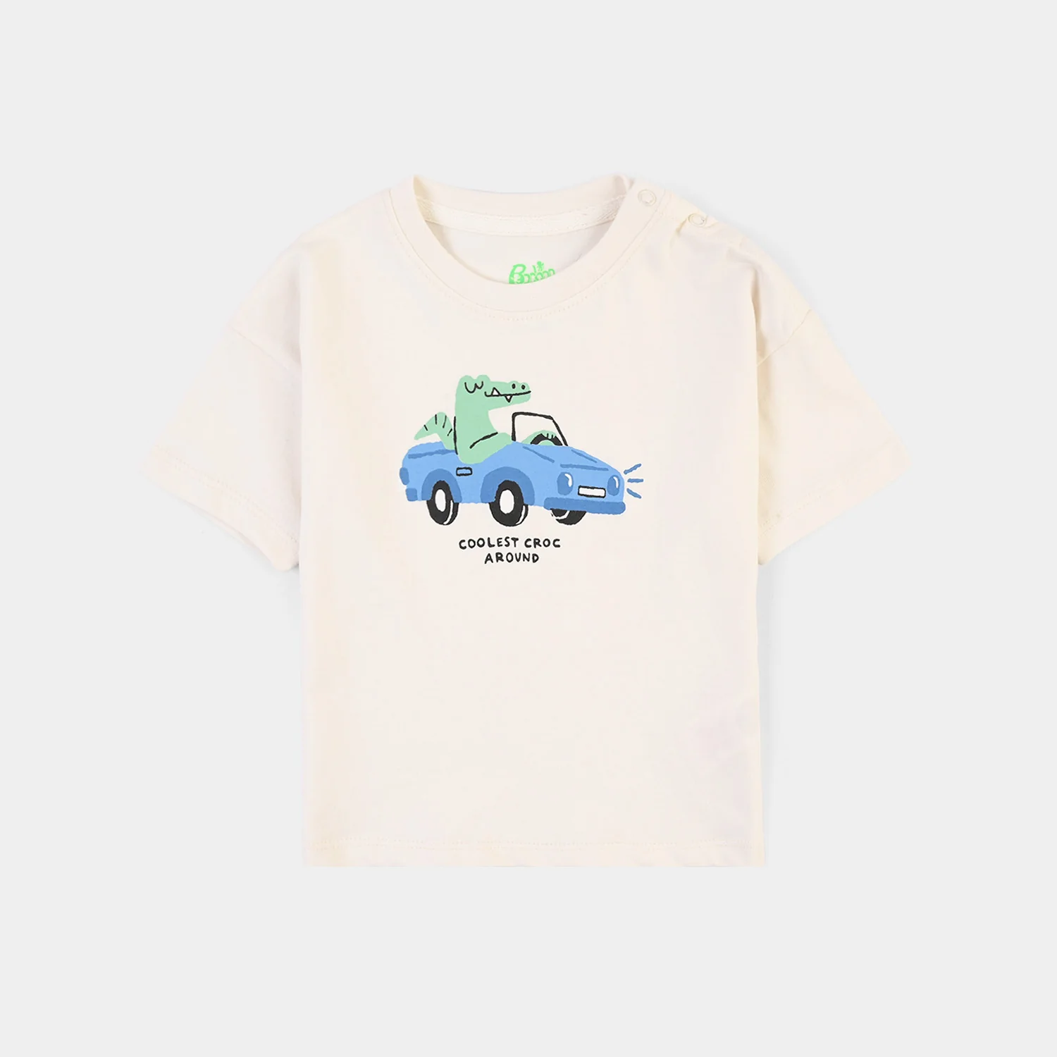 Infant Boys Jersey/Terry T-Shirt Coolest Croc-Off White - Image 2