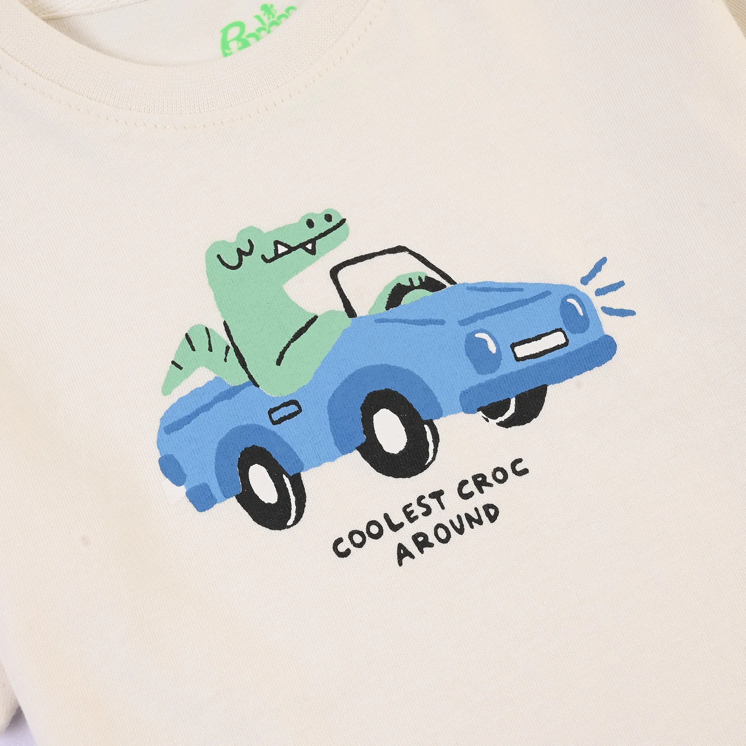 Infant Boys Jersey/Terry T-Shirt Coolest Croc-Off White - Image 3