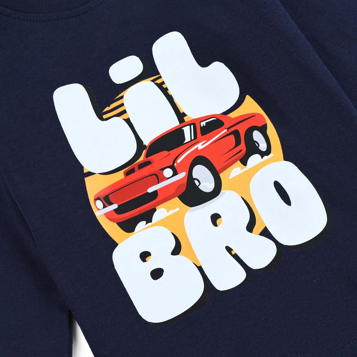 Infant Boys Jersey/Terry T-Shirt Lil Bro-NAVY - Image 4
