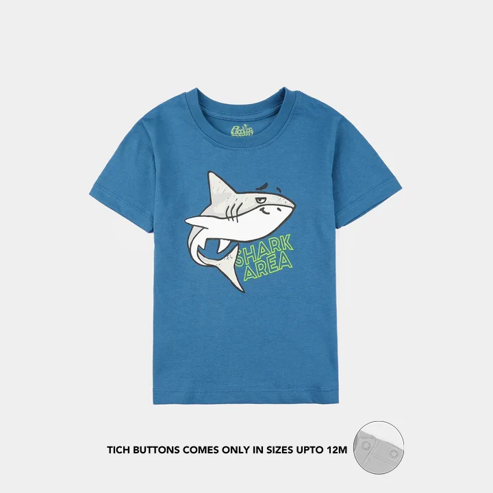 Infant Boys Jersey/Terry T-Shirt (Shark Area) - Blue