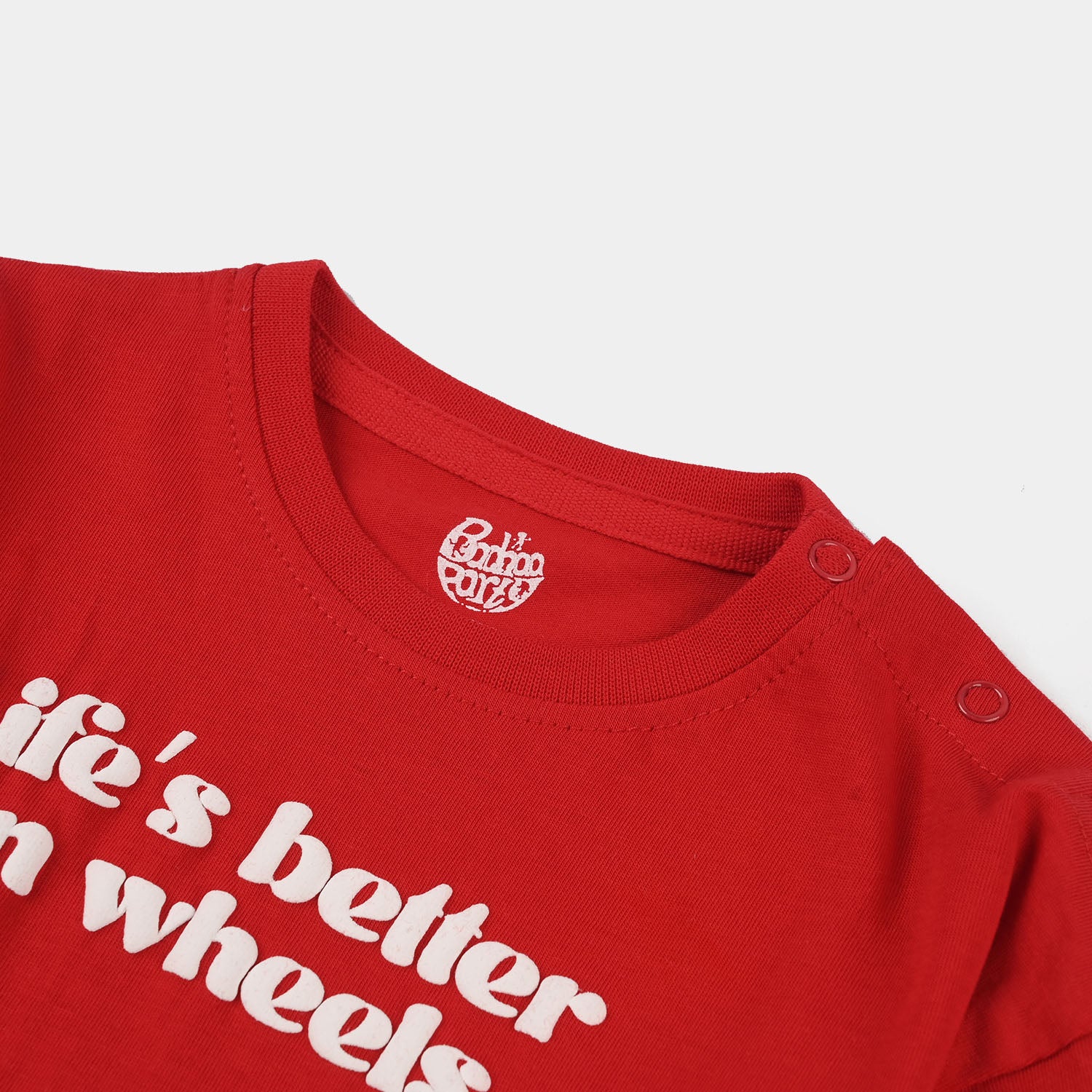 Infant Boys Jersey/Terry T-Shirt (Wheels) - Red - Image 3