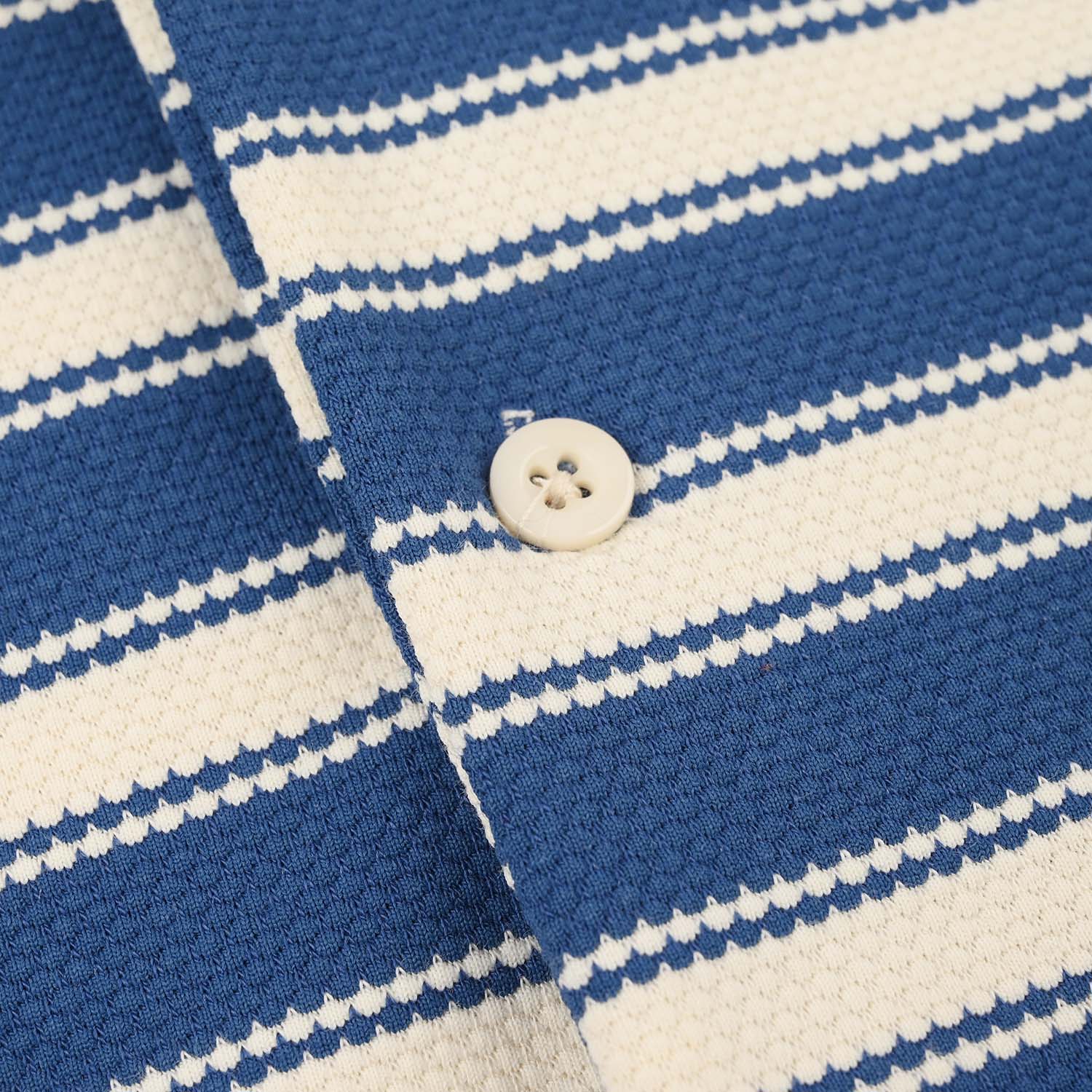 Infant Boys Jumbo Pique Knitted Romper - Blue/White - Image 3