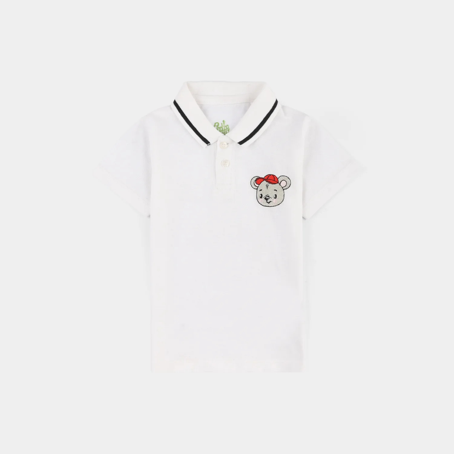 Infant Boys Jumbo Pique Polo (Teddy Bear) - White