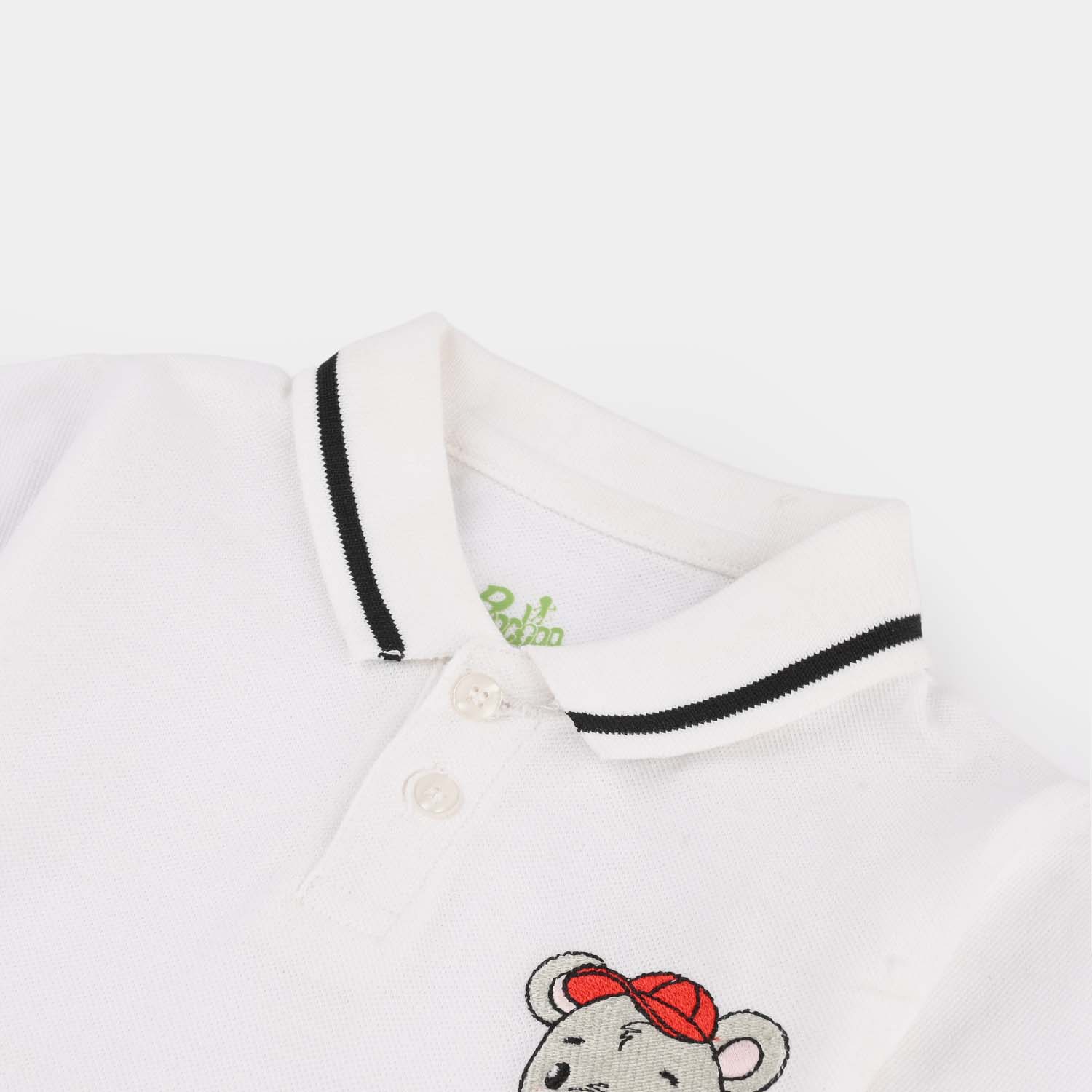 Infant Boys Jumbo Pique Polo (Teddy Bear) - White - Image 2