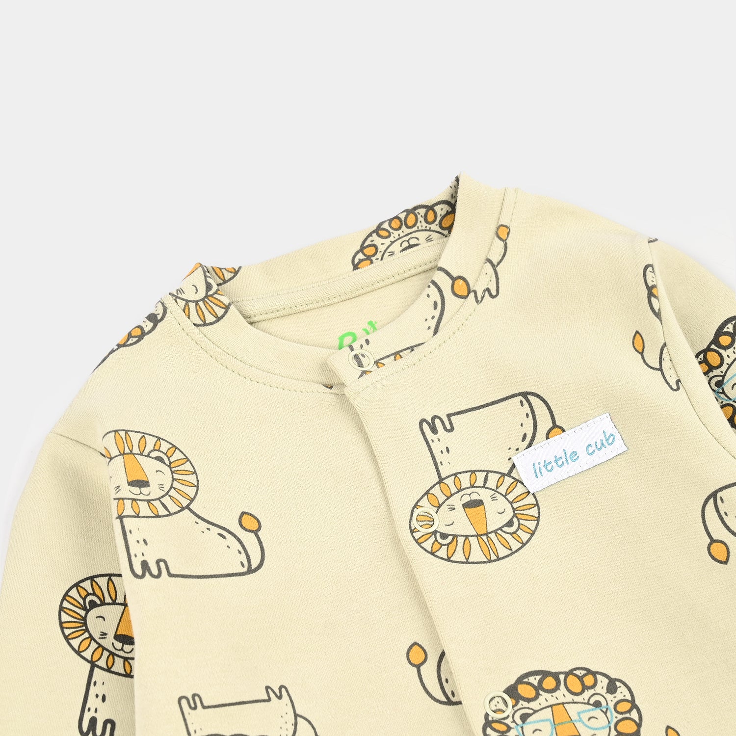 Infant Boys Yarn Dyed Rib Knitted Romper LION-OFF-White - Image 2