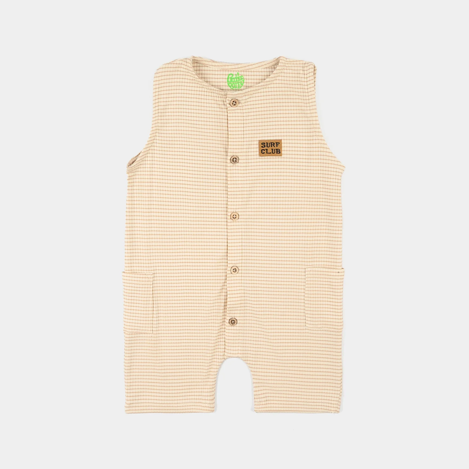 Infant Boys Yarn Dyed Knitted Rompers Surf Club - White