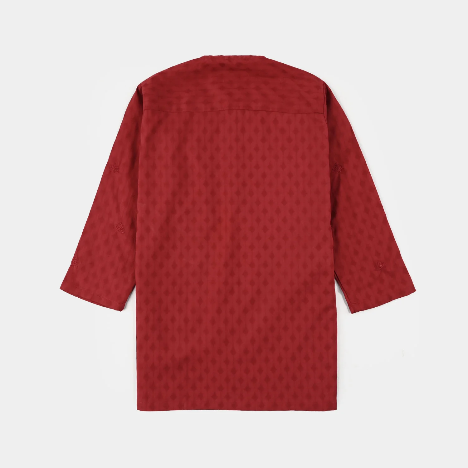 Infant Boys Cotton Jacquard Kurta Pajama (Chin Boti) - Red - Image 9