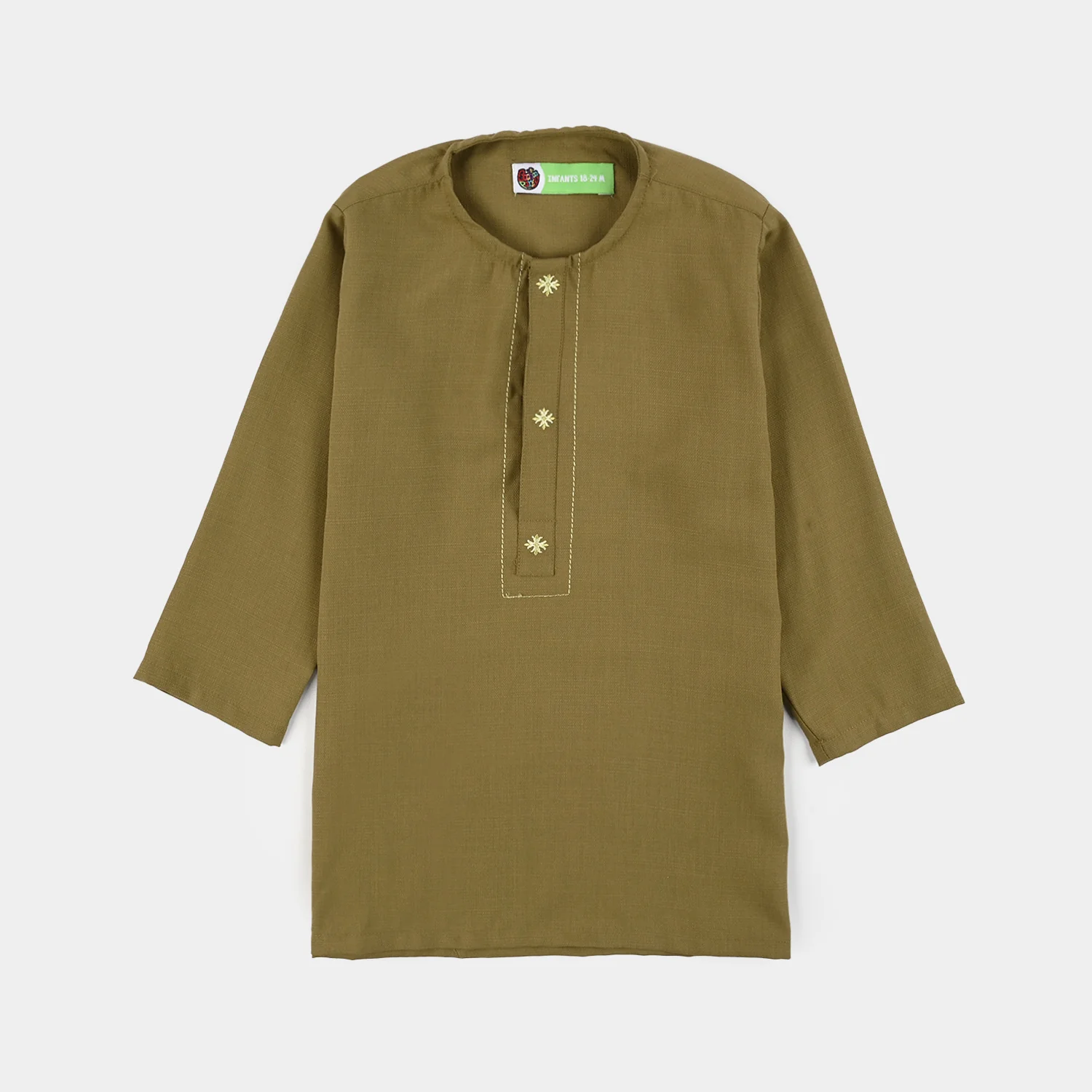 Infant Boys Poly Viscose Kurta Pajama - Green - Image 2