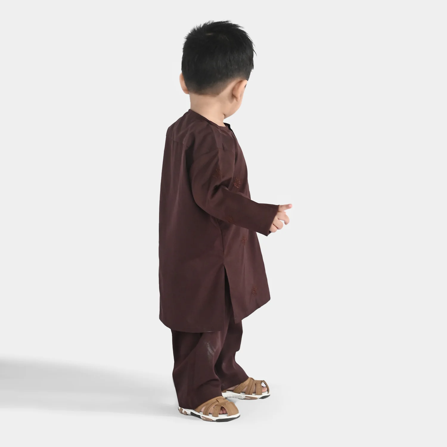 Infant Boys Poly Viscose Kurta Pajama (Choco) - Brown - Image 4
